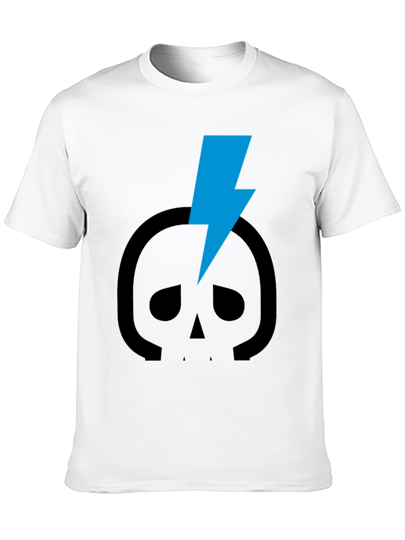 Black Skull Lightning Bolt Graphic Tee - Black Cotton T-Shirt view 10