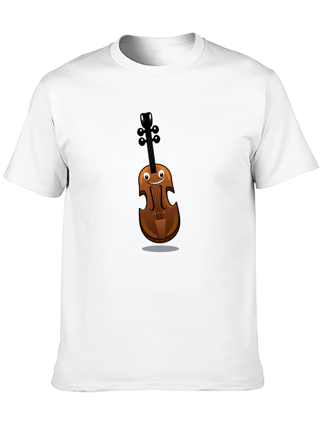 Black Funny Cartoon Violin Graphic Tee - Black Cotton Shirt view 10