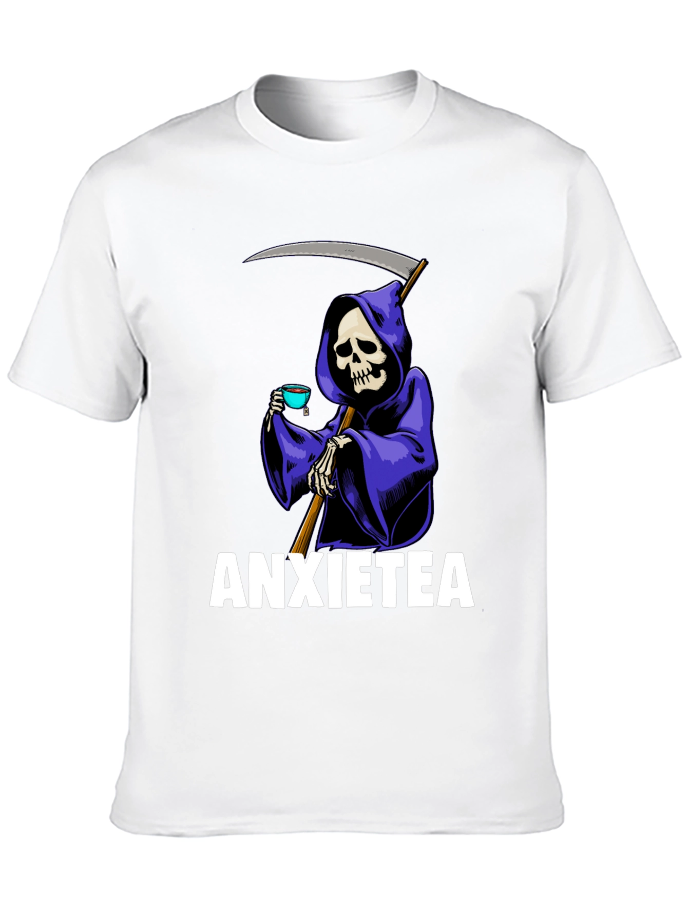 Black Anxietea Graphic T-Shirt - Grim Reaper Tea Time view 10