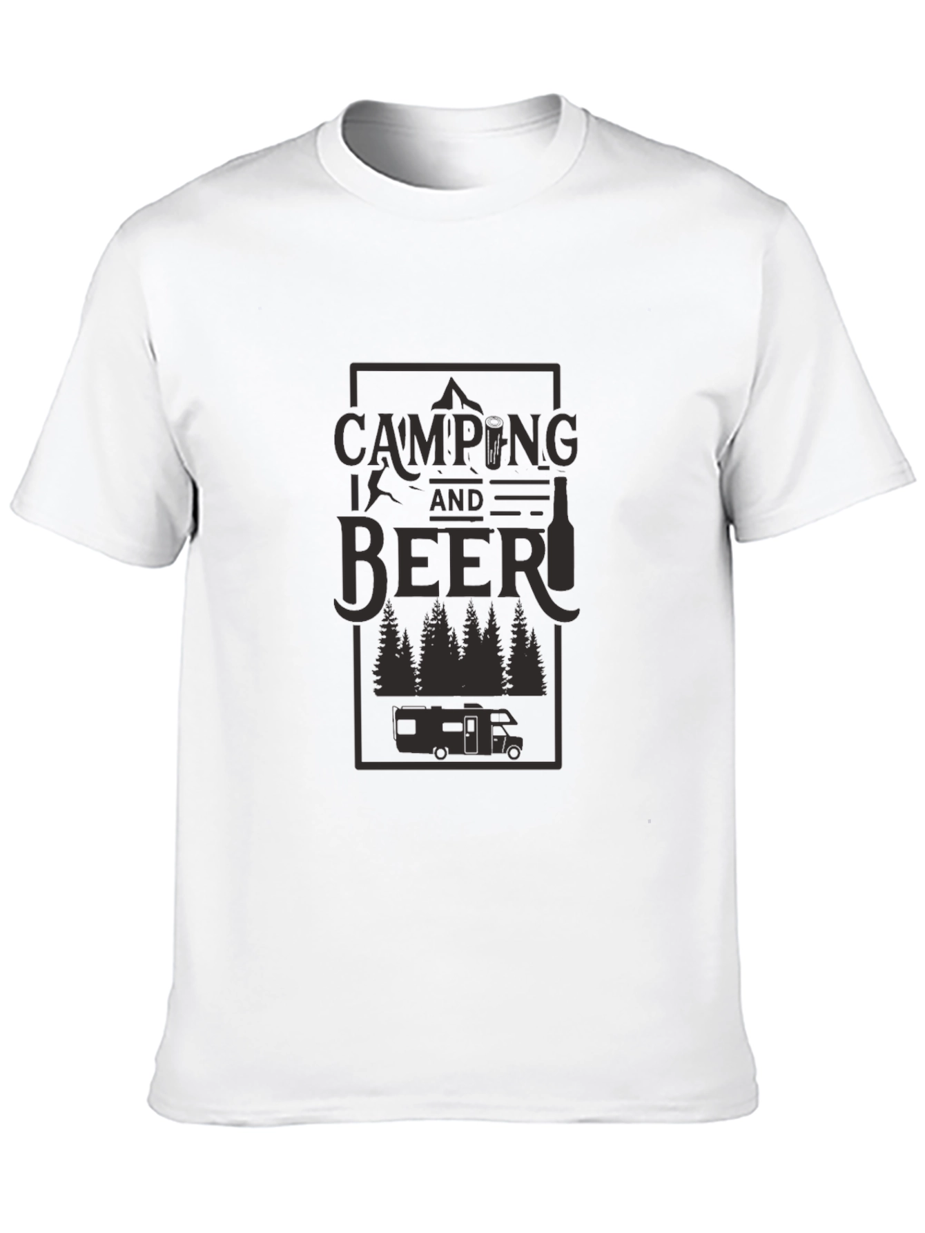 Black Camping and Beer Graphic Tee - Black Cotton T-Shirt view 10