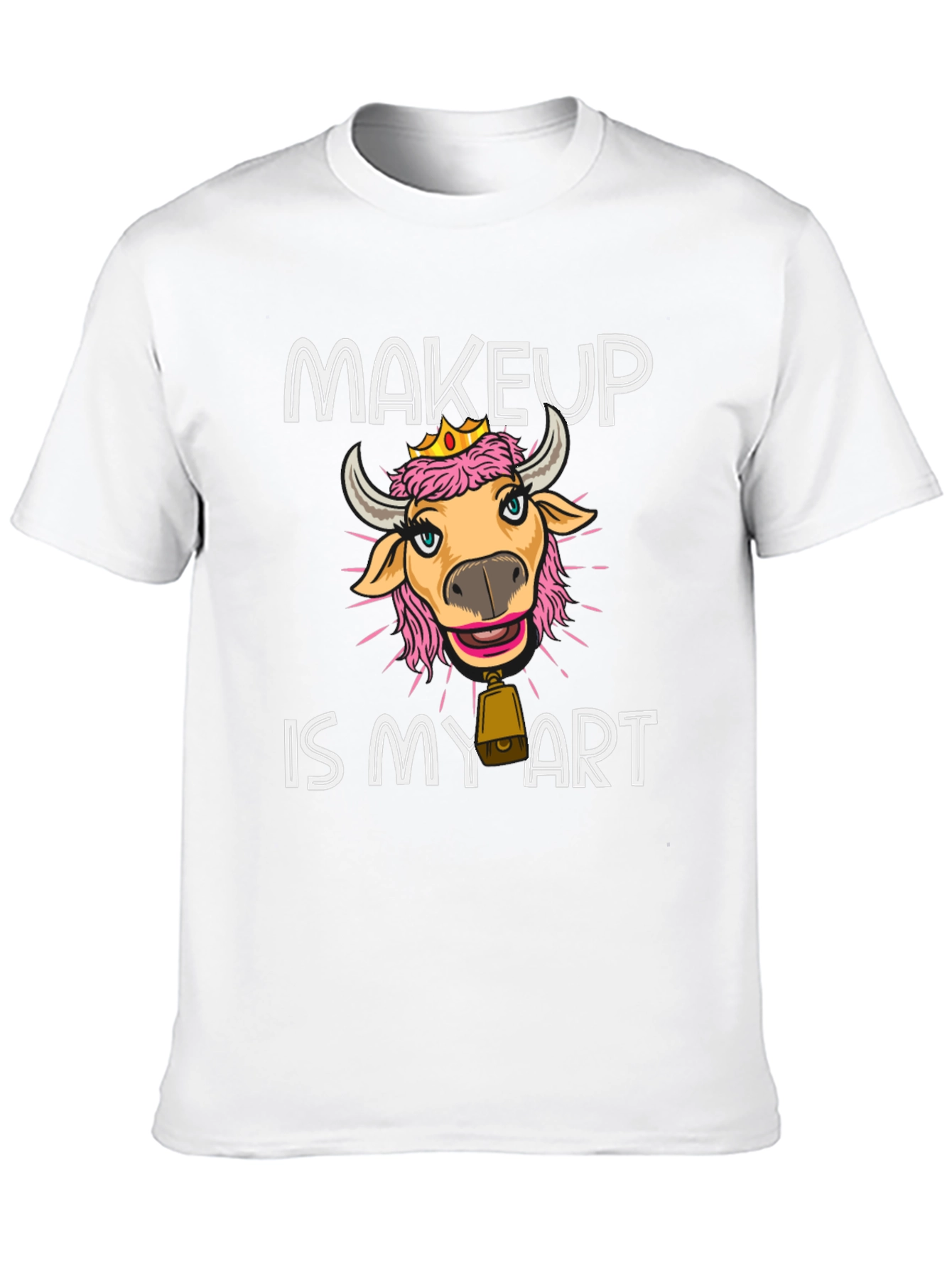 Black Makeup Cow Art T-Shirt Funny Graphic Tee view 10