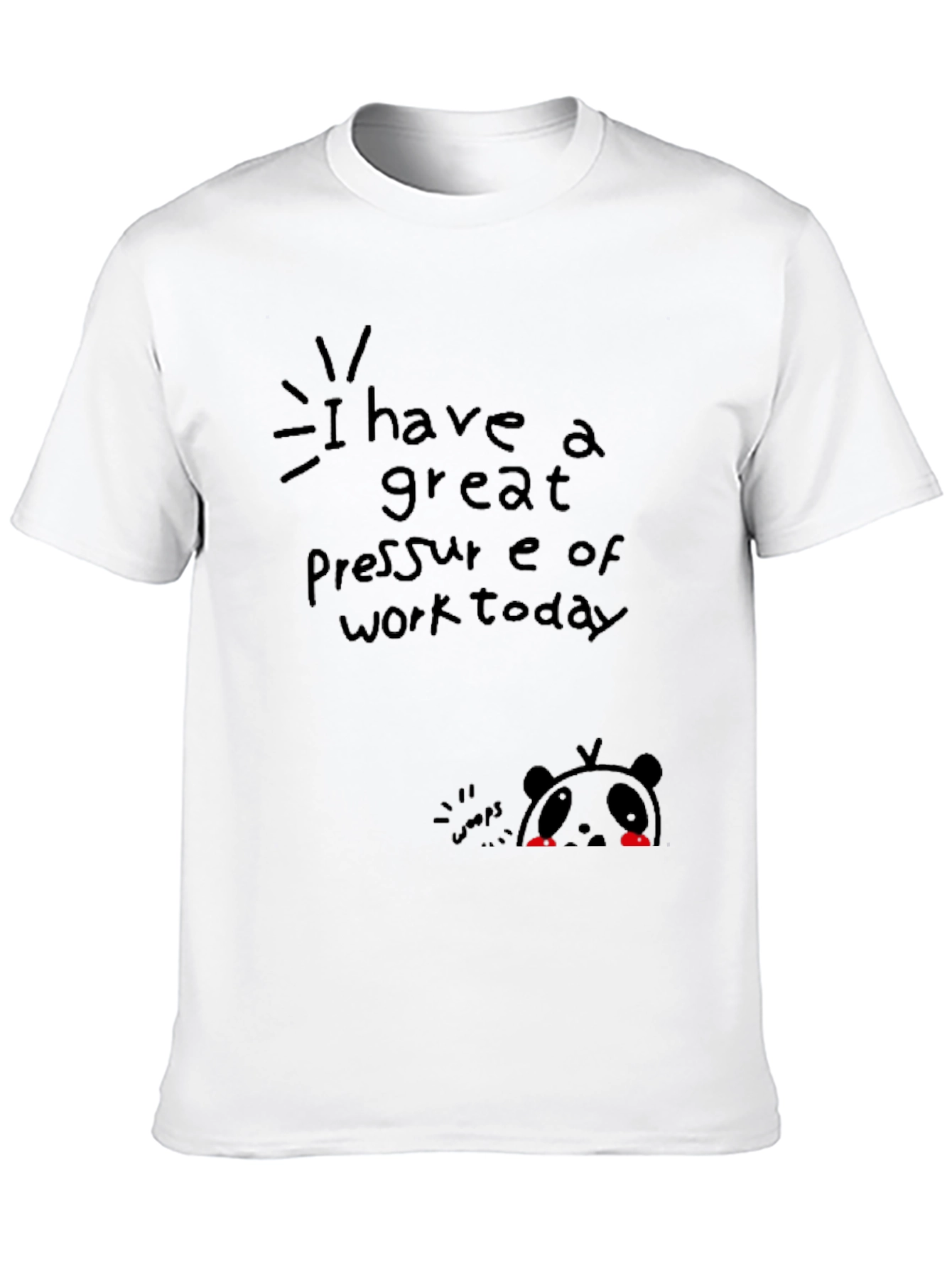 Black Funny Panda Graphic Tee - 'Pressure of Work Today' Black T-Shirt view 10