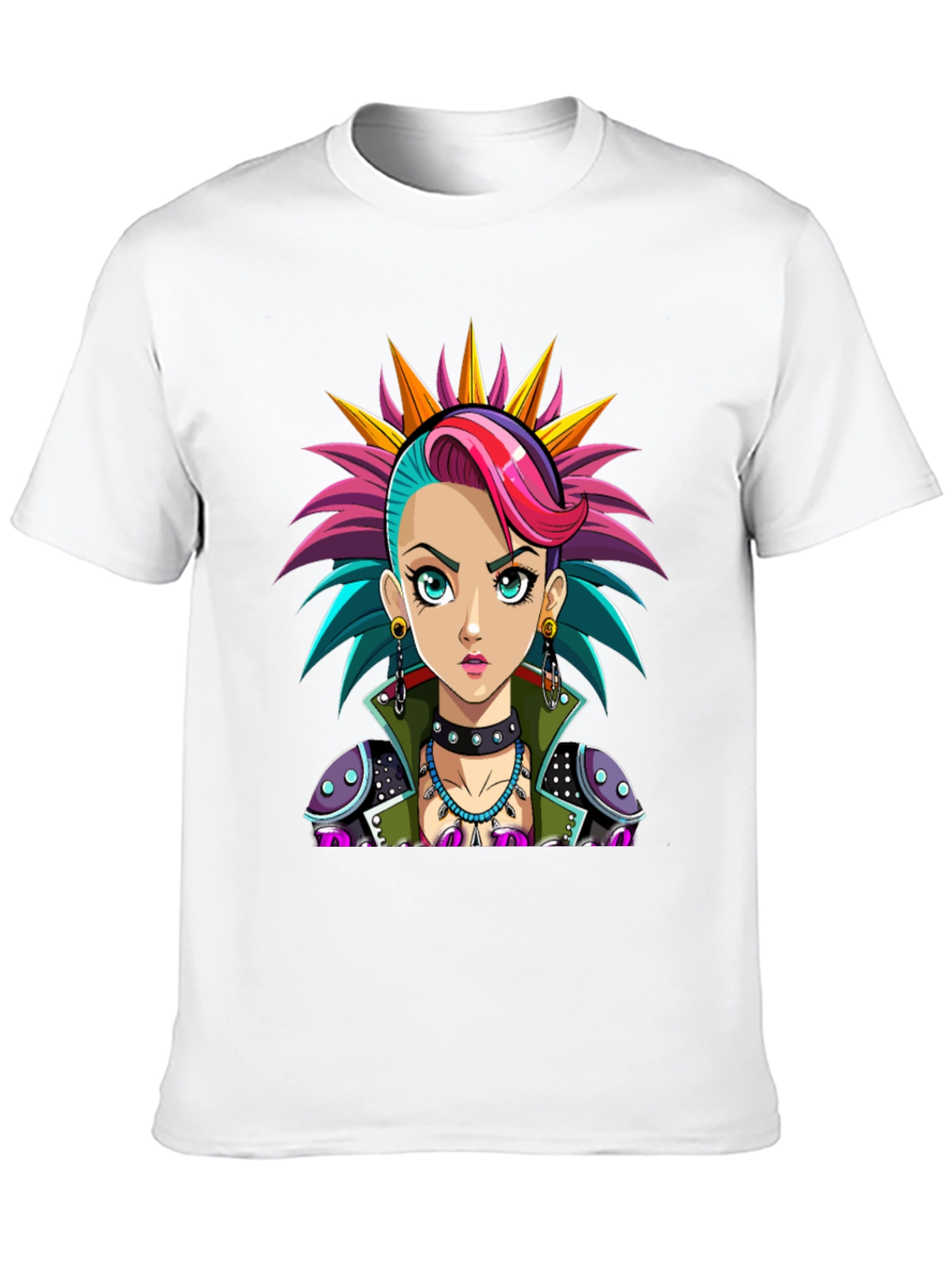 Black Punk Rock Girl T-Shirt - Unique Graphic Tee view 10