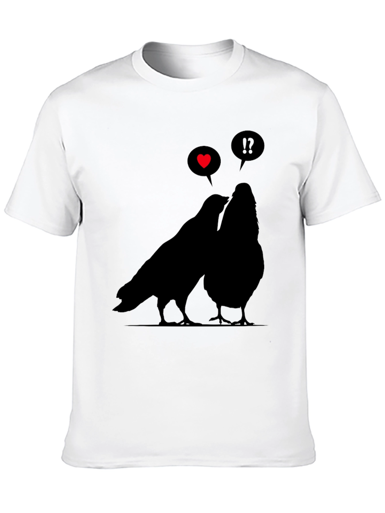 Black Romantic Birds Graphic Tee - Soft Black Cotton view 10