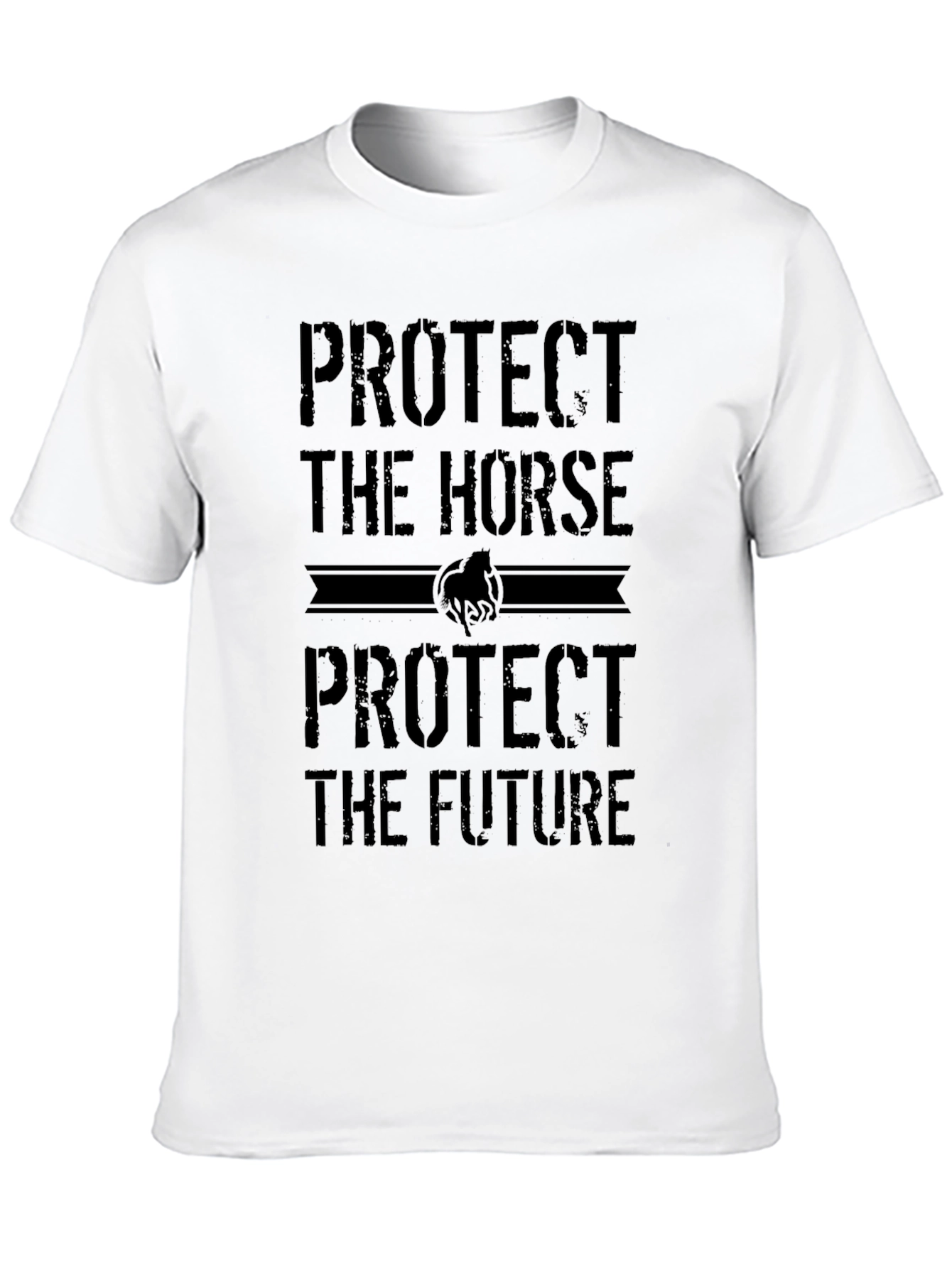 Black Protect the Horse T-Shirt: Unisex Black Tee view 10