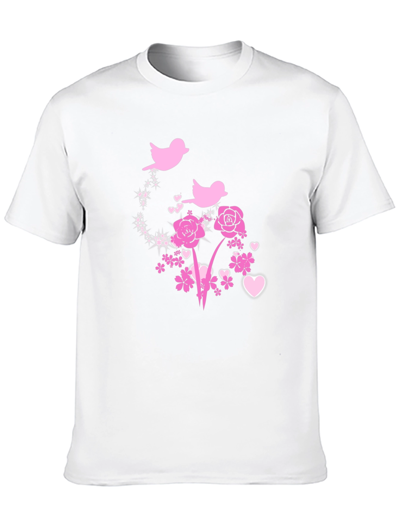 Black Floral Birds Graphic Tee - Black Cotton Blend view 10