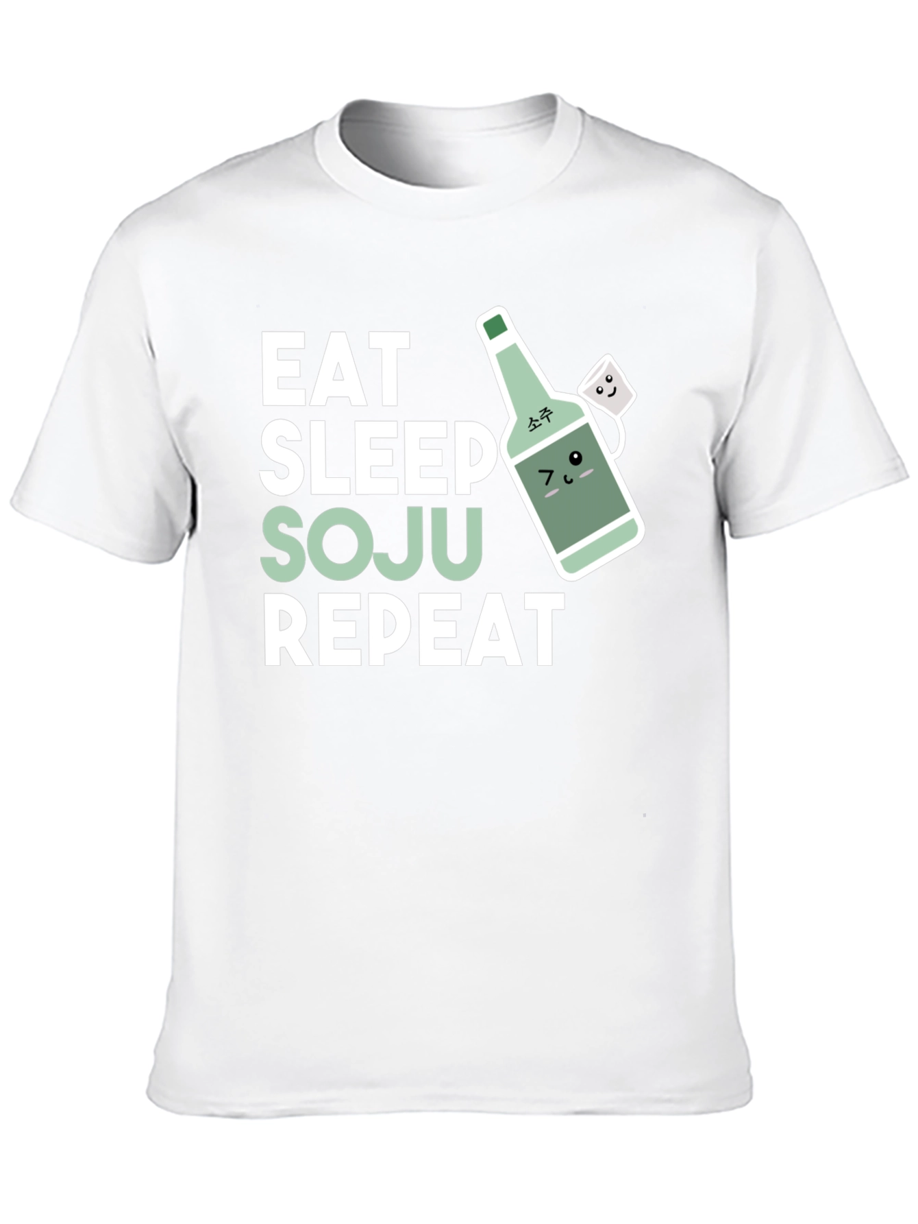 Black Eat Sleep Soju Repeat T-Shirt - Funny Korean Drinking Tee view 10