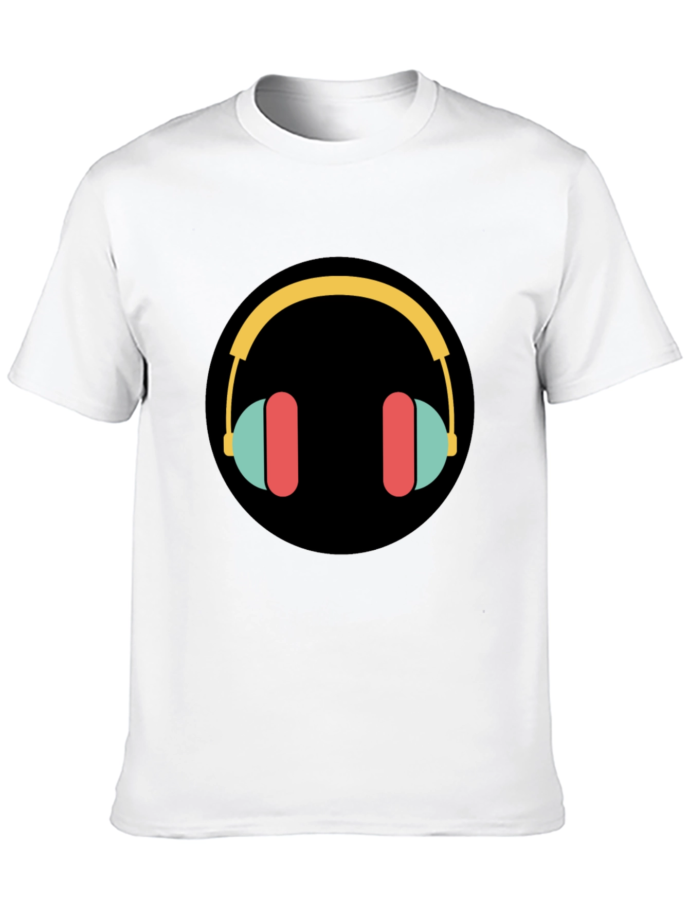 Black Stylish Graphic Tee - Headphones Design view 10