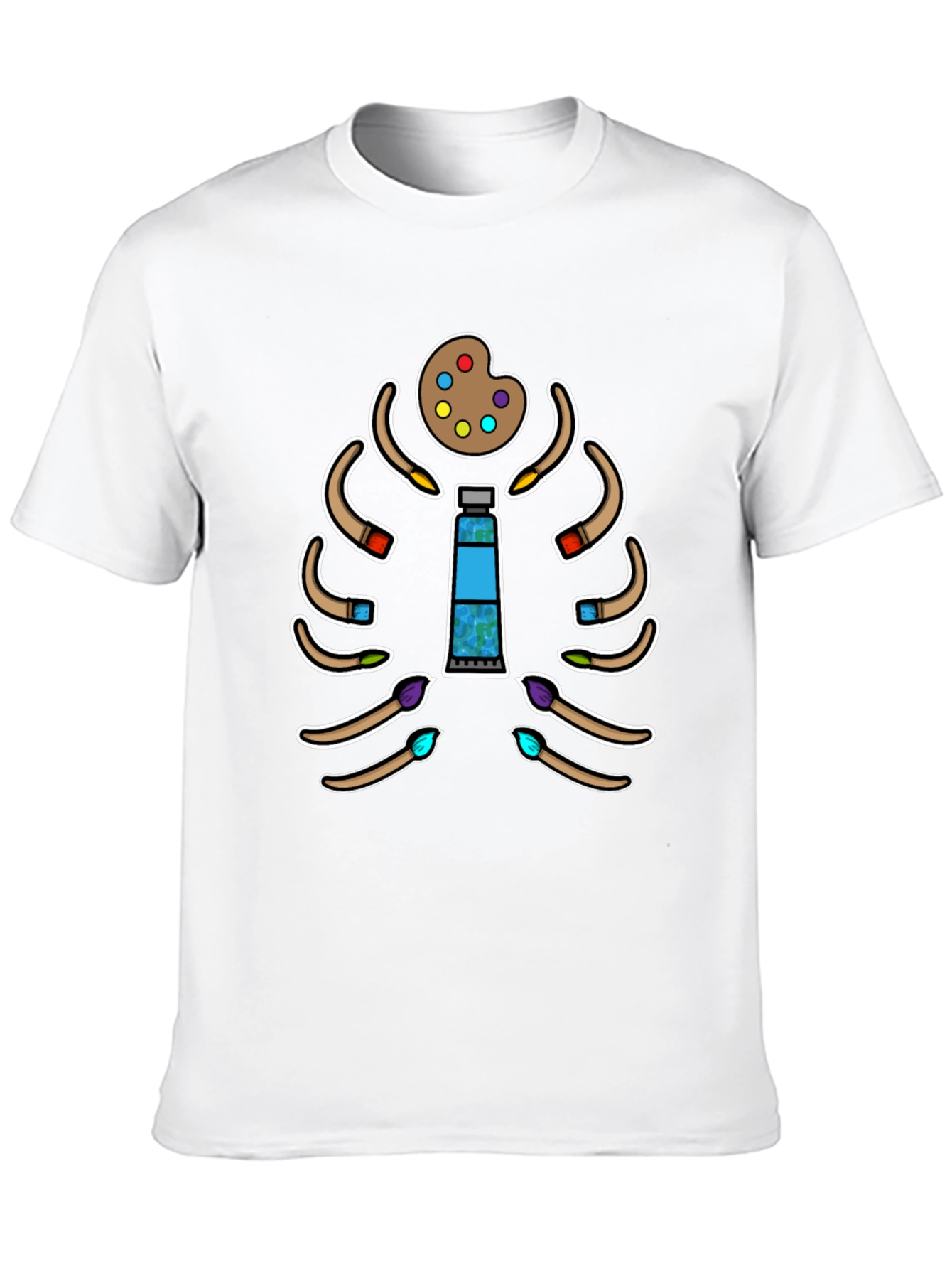 Black Artist Skeleton T-Shirt - Paintbrush Rib Cage view 10