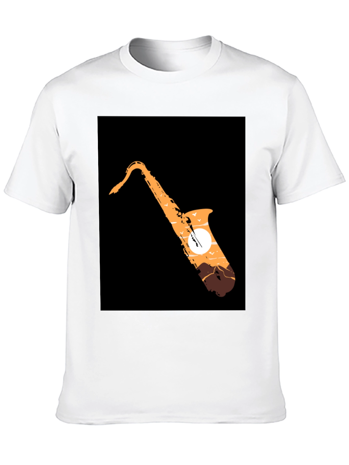Black Saxophone Sunset Graphic Tee - Cool Musician T-Shirt view 10