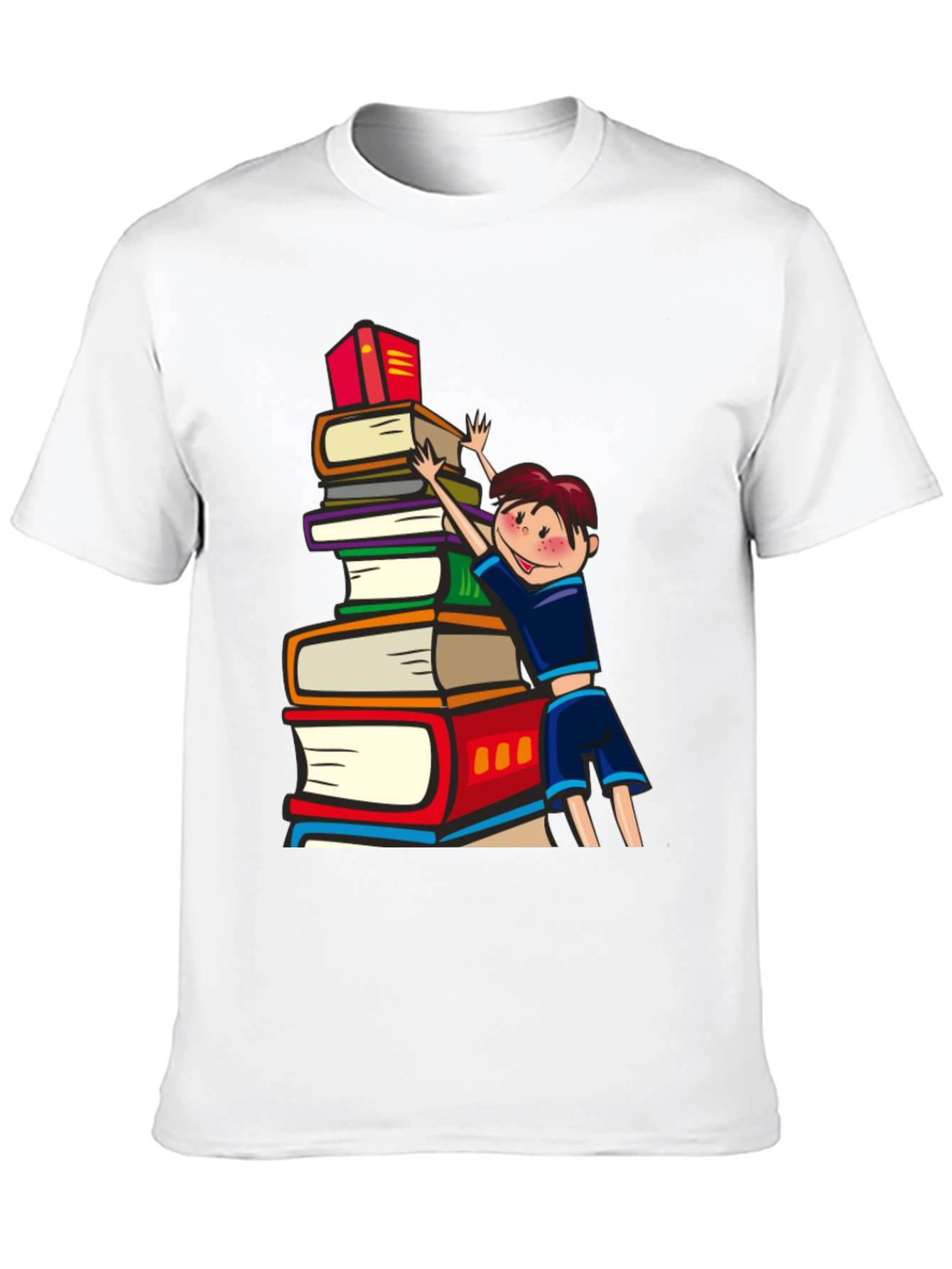 Black Book Lover T-Shirt: Boy Climbing Books view 10
