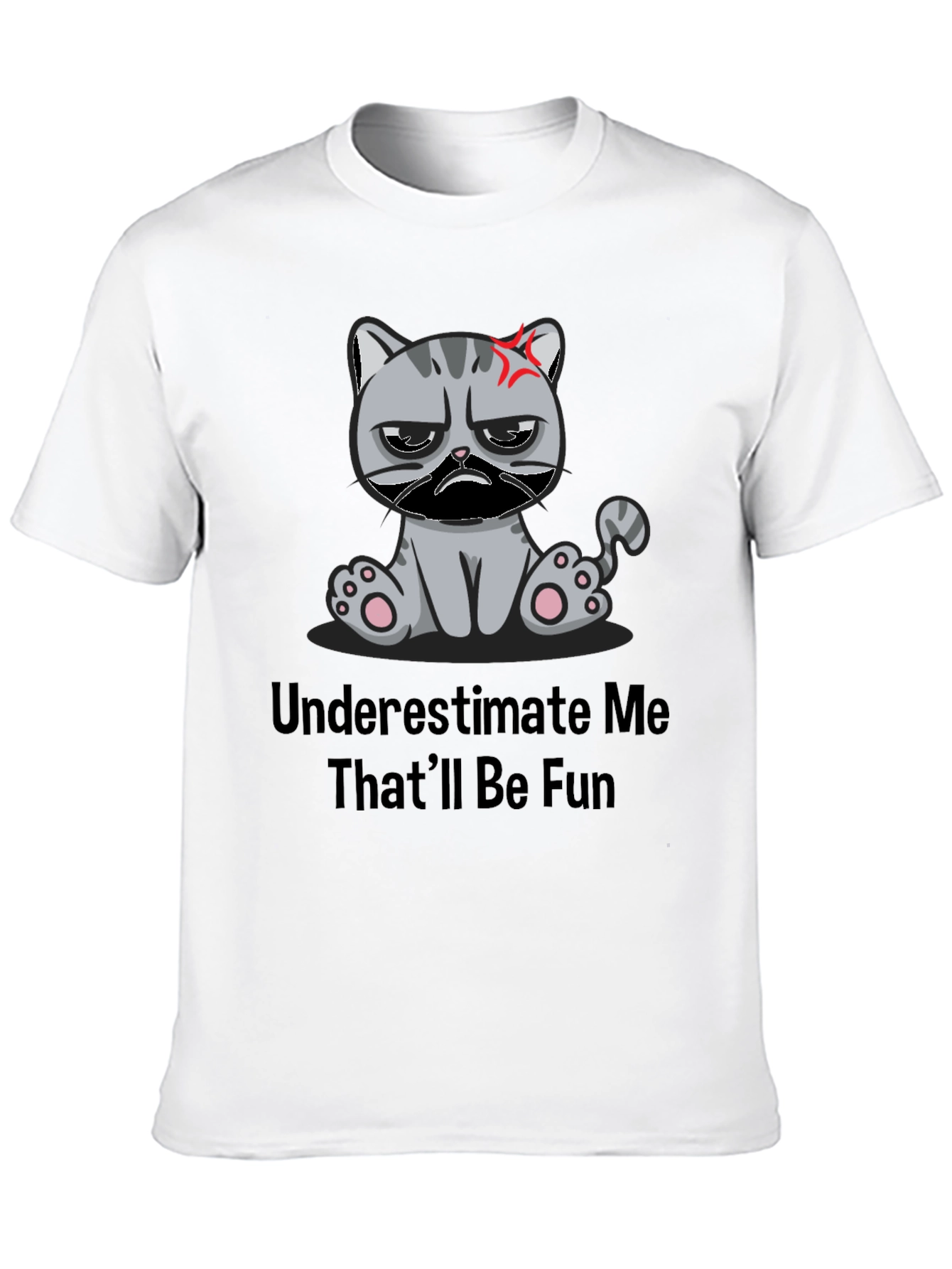 Black Grumpy Cat Humor T-Shirt - Underestimate Me! view 10