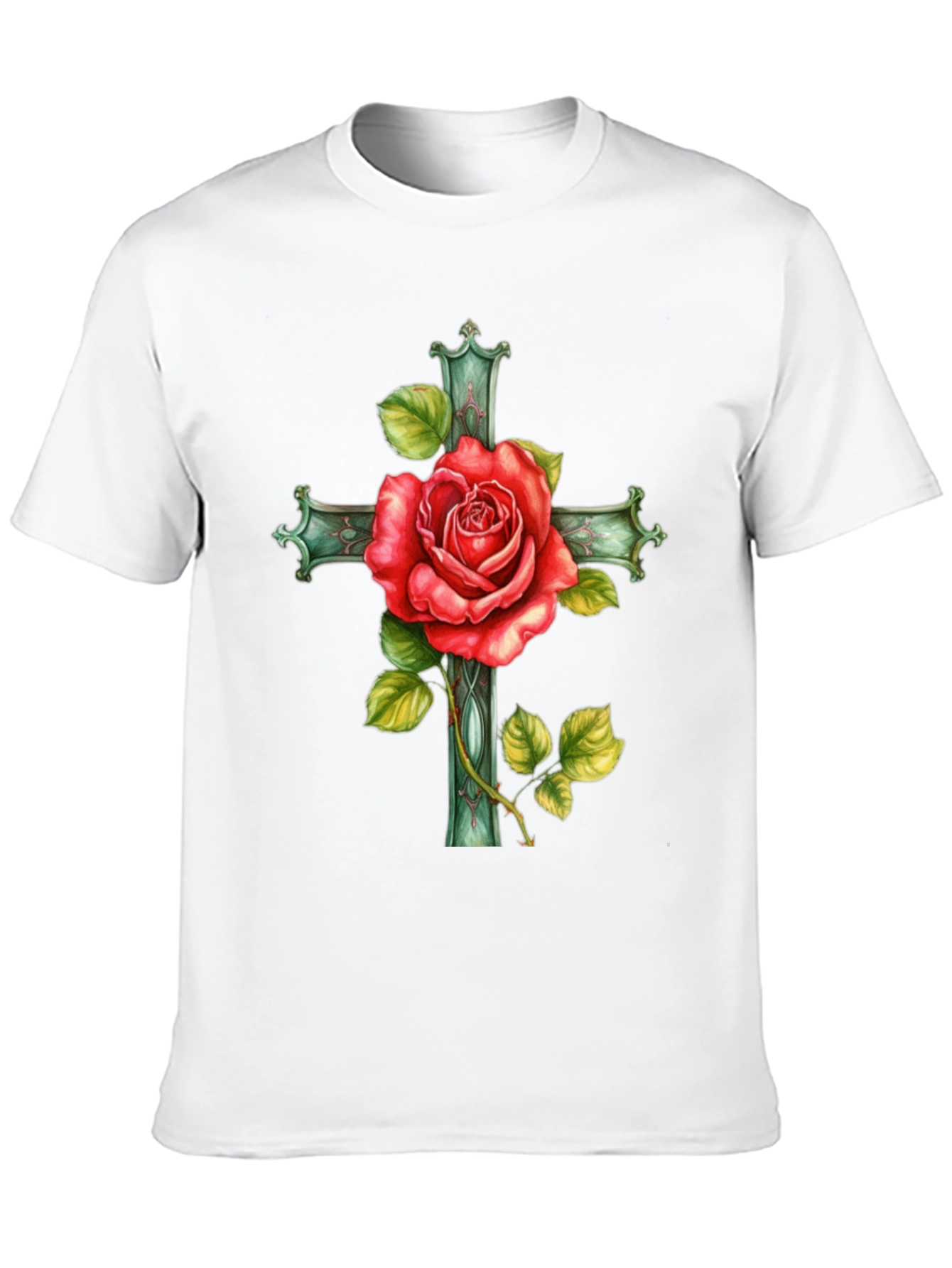 Black Rose Cross Graphic Tee - Stylish Black T-Shirt view 10