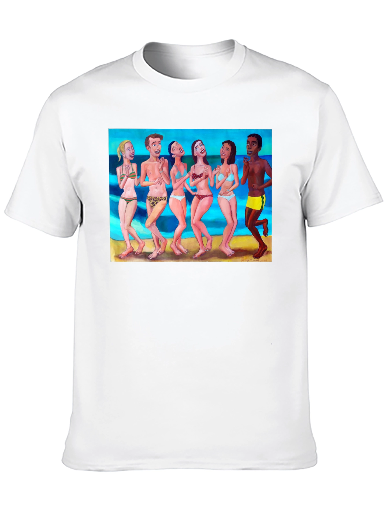 Black Beach Crowd Graphic Tee - Unisex Black T-Shirt view 10