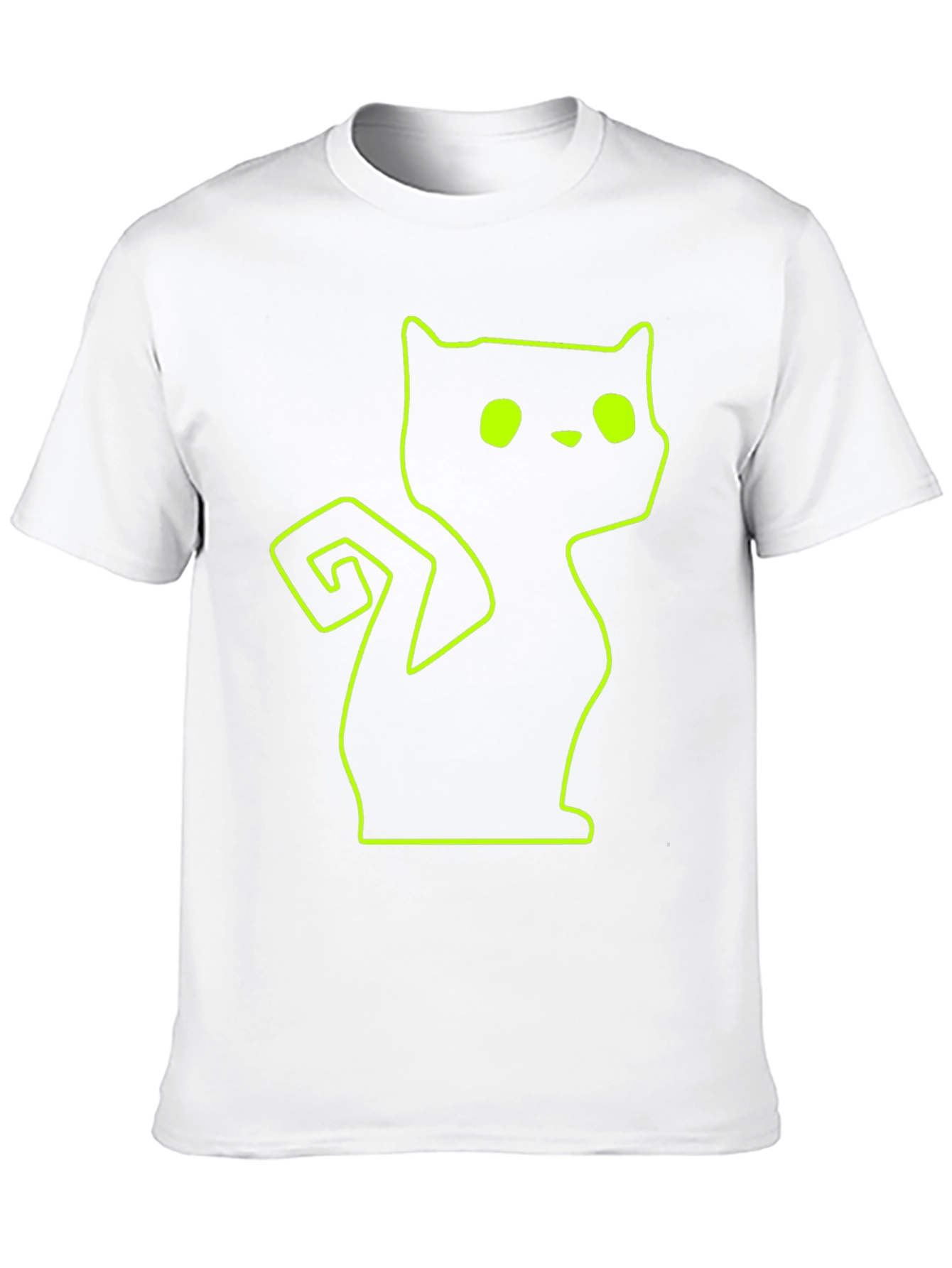 Black Neon Cat Outline Black T-Shirt view 10