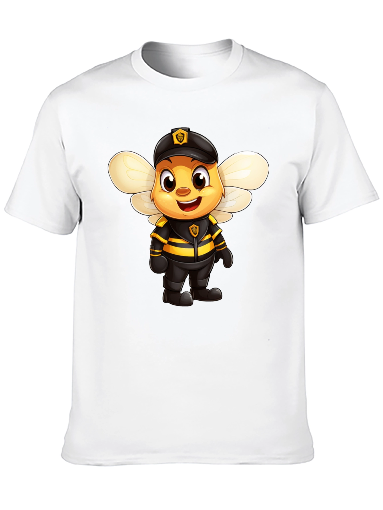 Black Cartoon Bee Police Officer Graphic Tee view 10