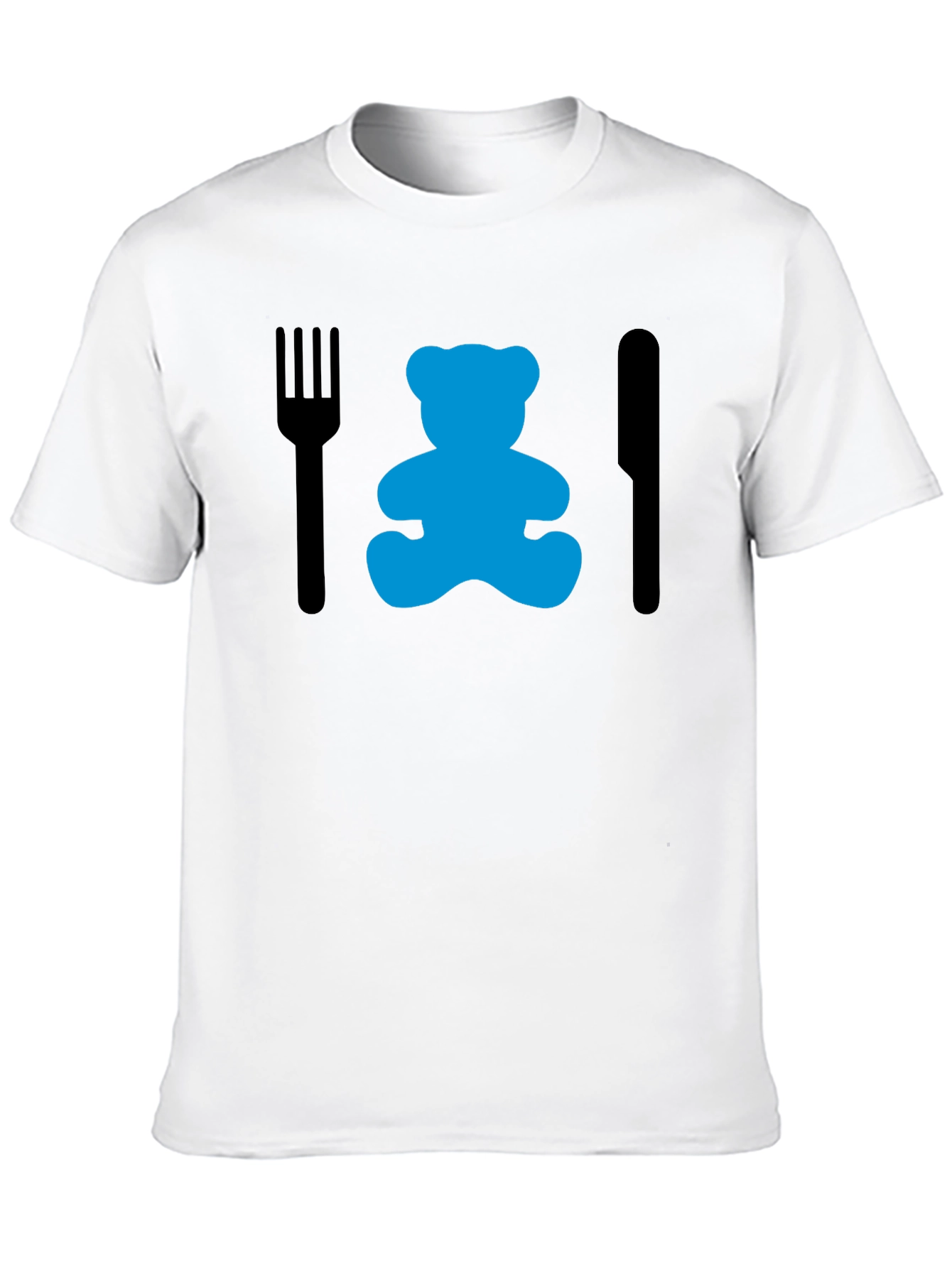 Black Funny Teddy Bear Dinner T-Shirt - Black view 10