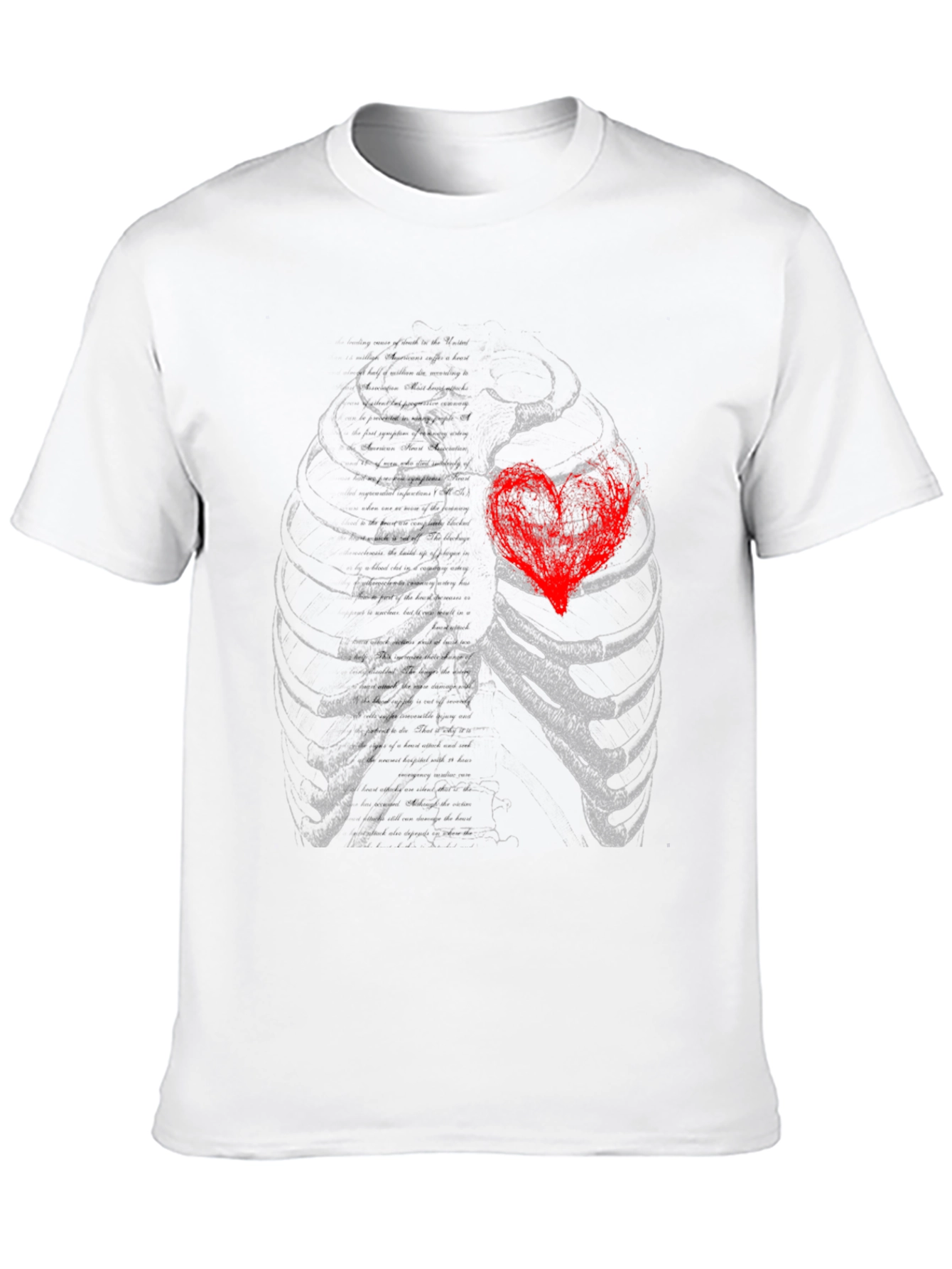Black Anatomical Heart Rib Cage Graphic T-Shirt view 10