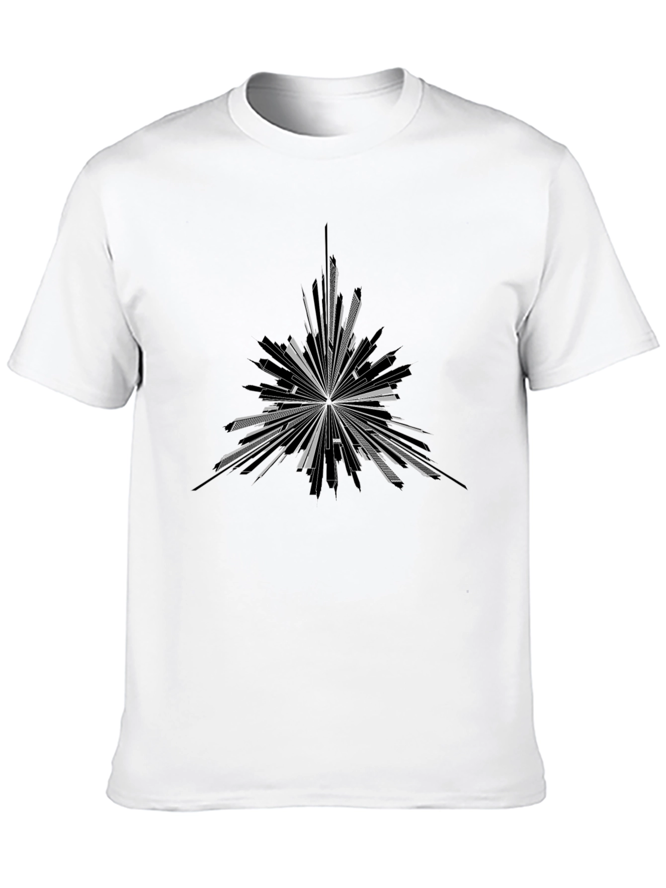 Black Abstract Triangle Graphic Tee - Black Cotton Casual Shirt view 10