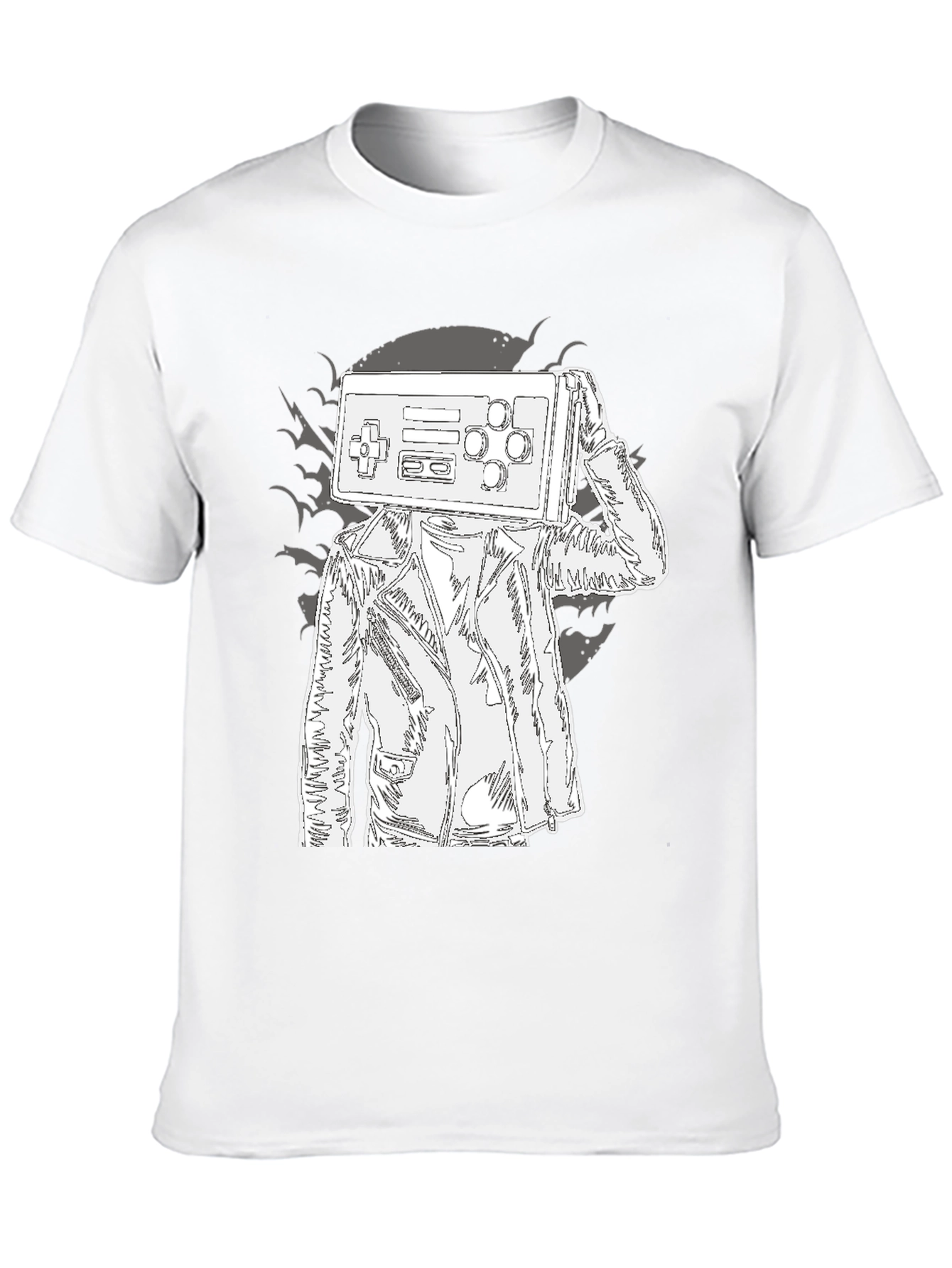 Black Retro Game Controller Head Graphic Tee view 10