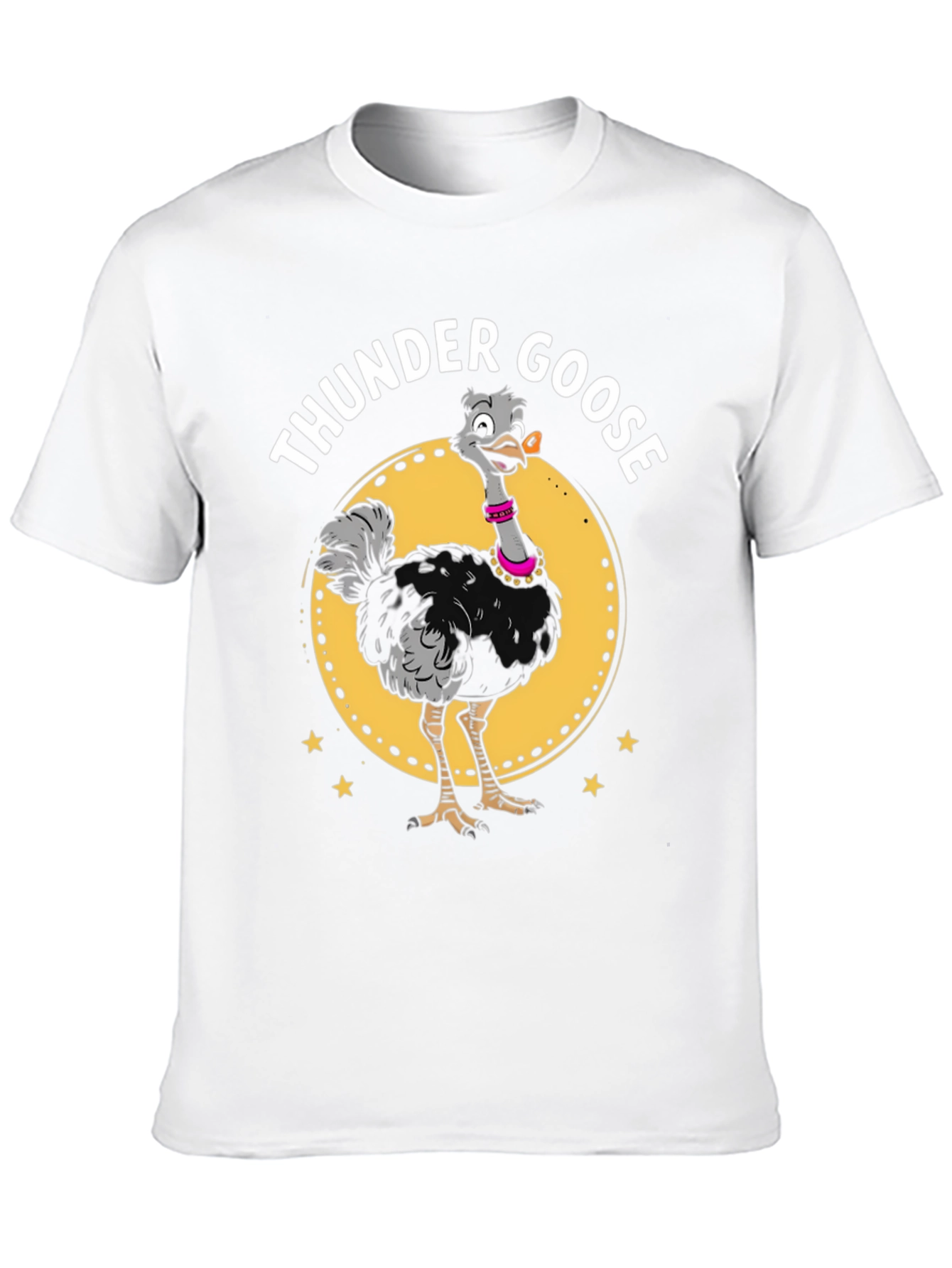 Black Thunder Goose Graphic Tee - Novelty Cartoon Ostrich T-Shirt view 10