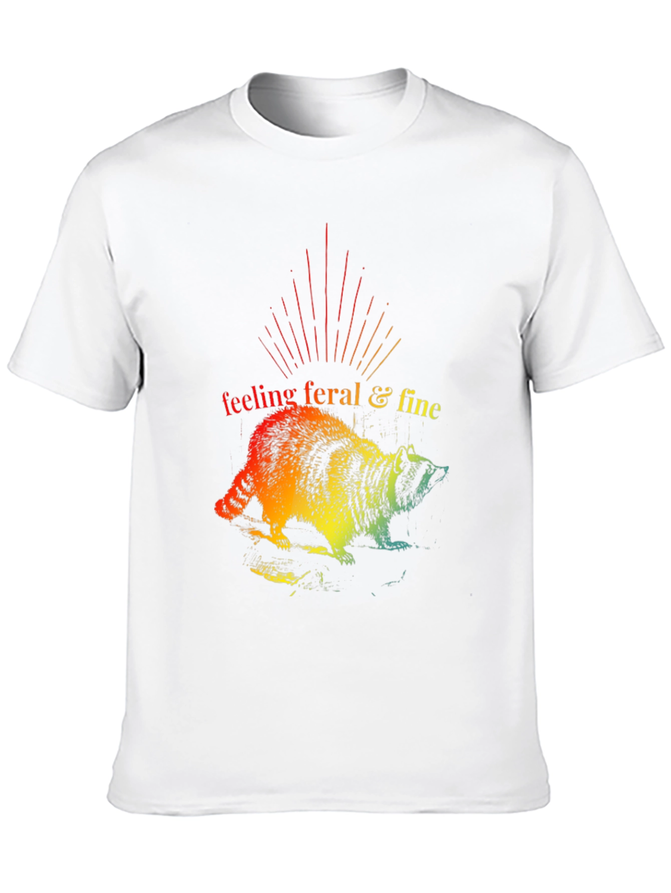 Black Feeling Feral & Fine Rainbow Raccoon T-Shirt view 10