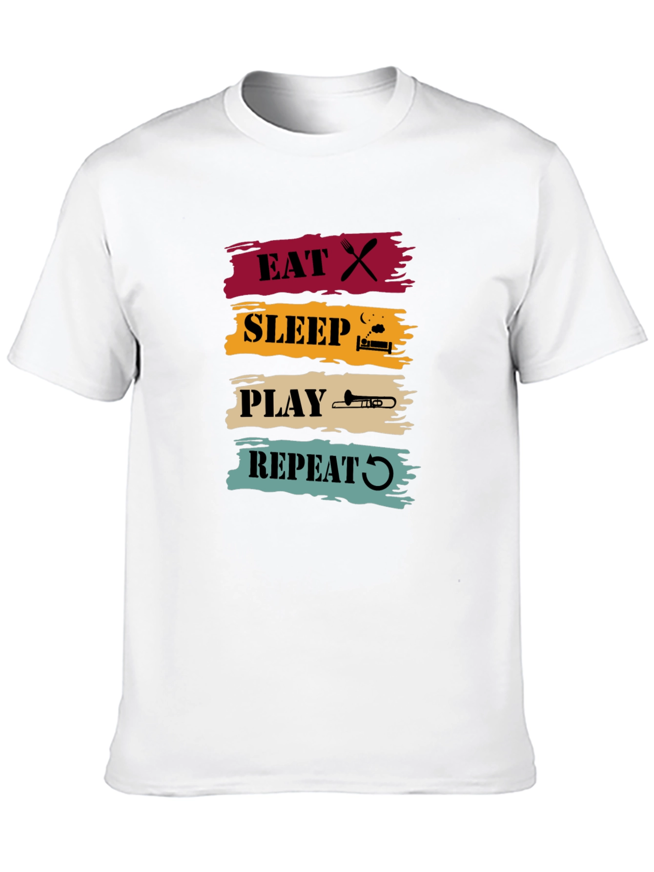 Black Eat Sleep Play Trombone Repeat Graphic Tee view 10