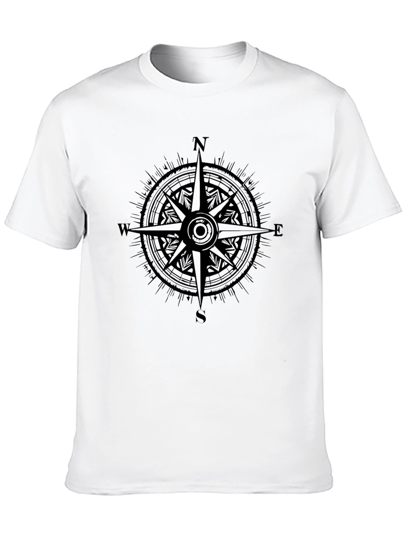 Black Compass Rose Graphic Black T-Shirt view 10