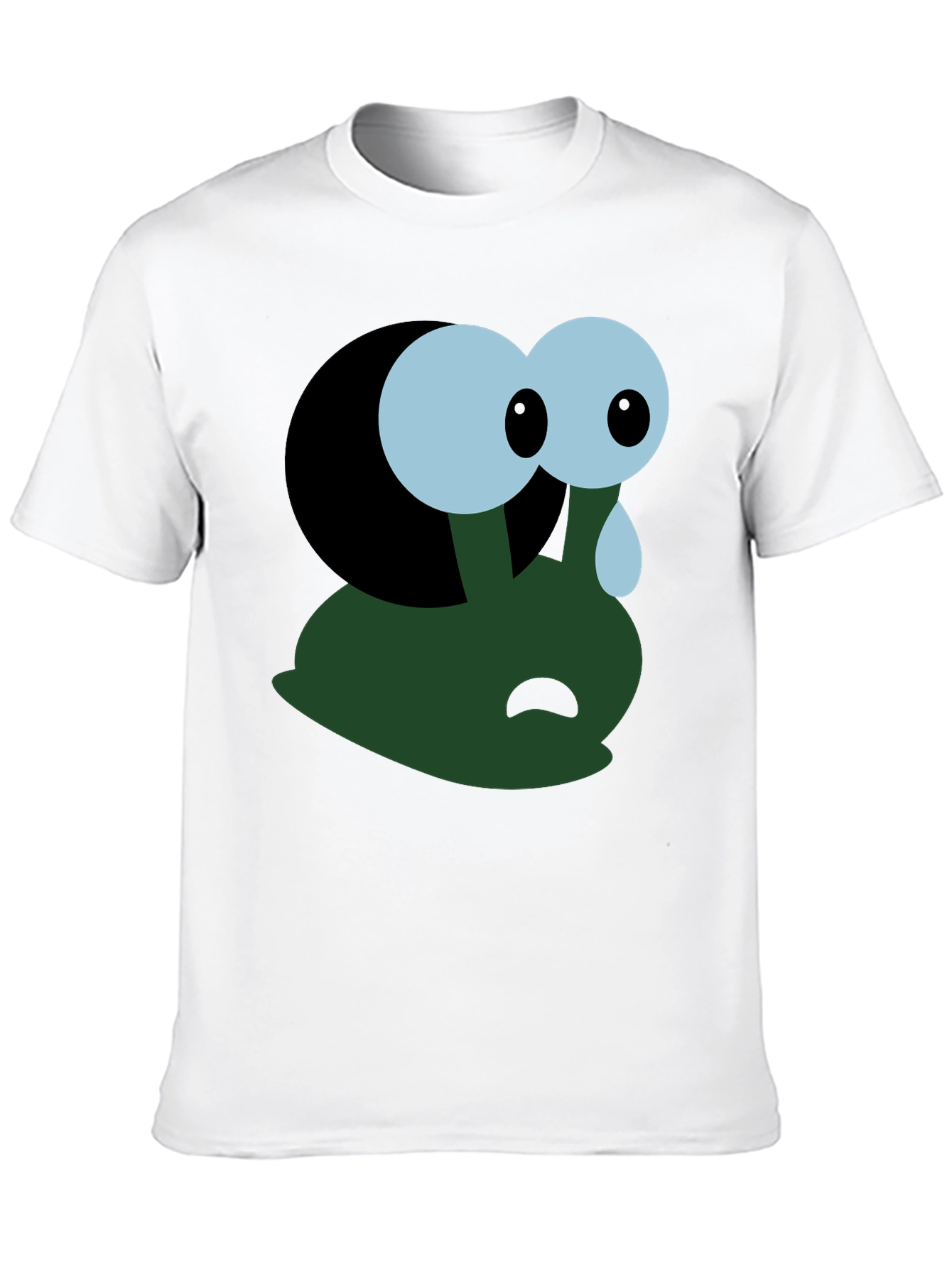 Black Sad Cartoon Character T-Shirt - Black view 10