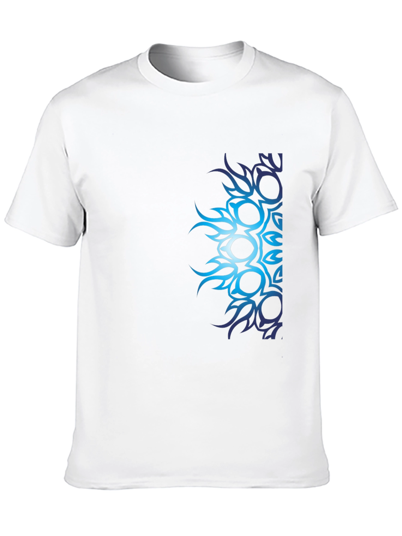 Black Men's Black T-Shirt with Blue Tribal Design view 10