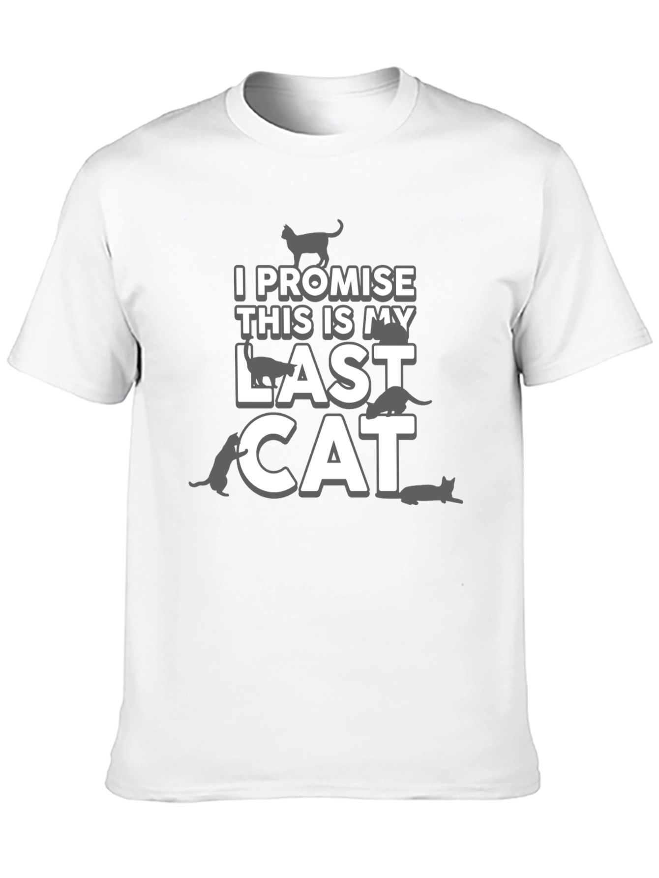 Black Funny Cat Lover T-Shirt - Last Cat Promise Graphic Tee view 10
