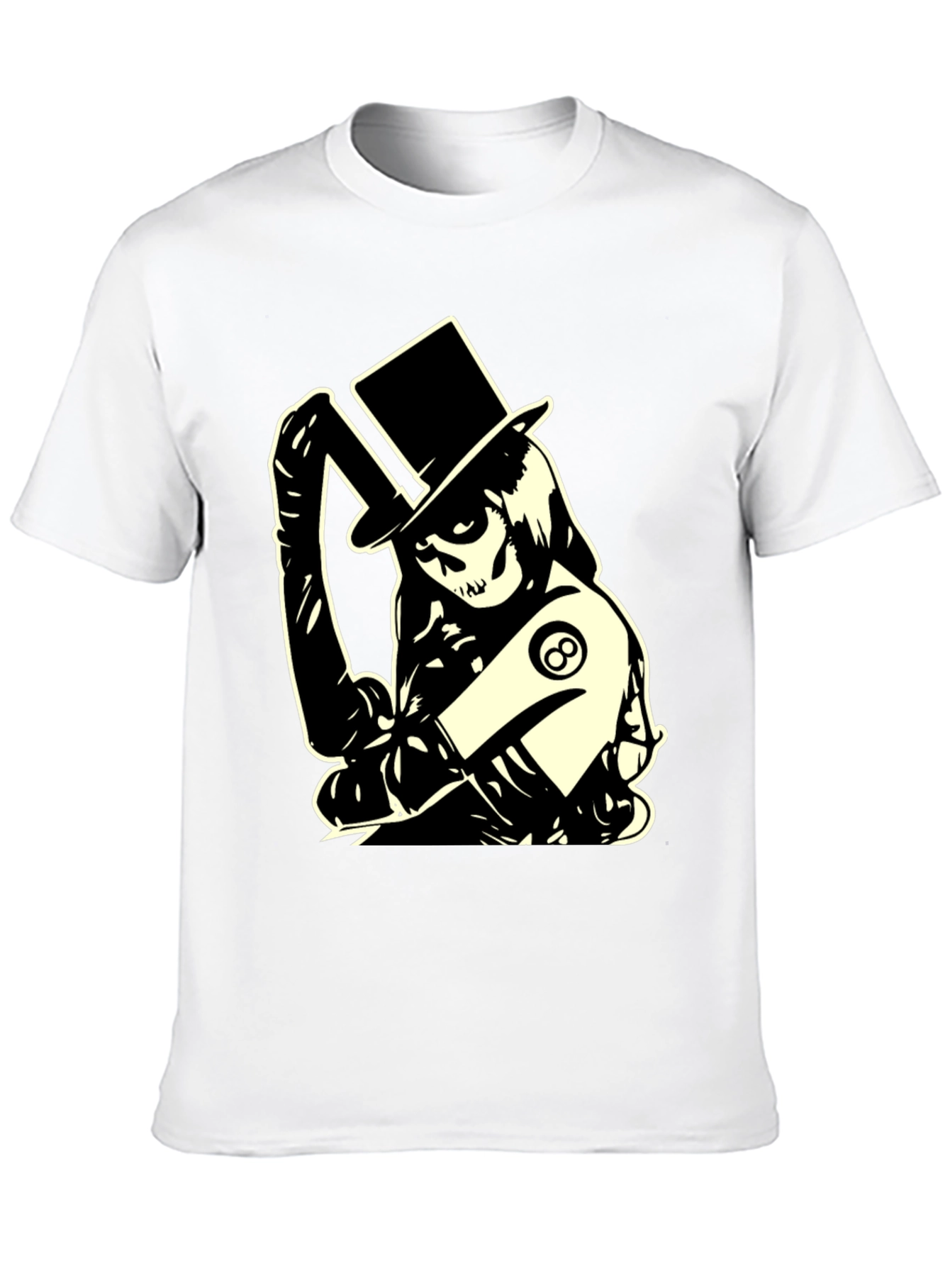 Black Skull Top Hat Graphic T-Shirt - Black view 10