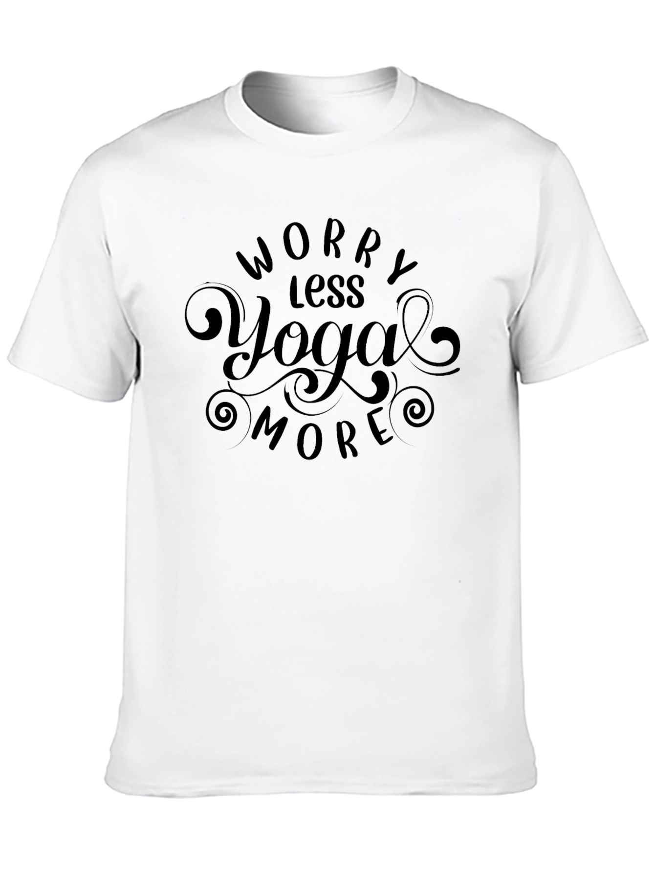 Black Worry Less Yoga More Graphic Black T-Shirt view 10