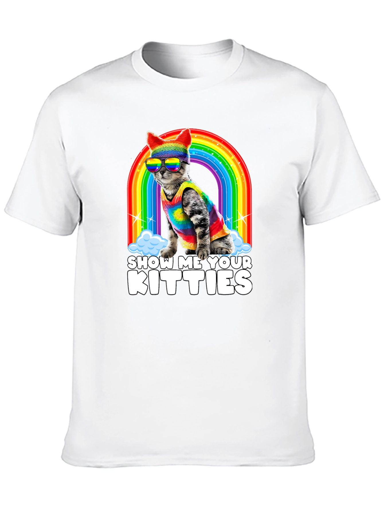 Black Show Me Your Kitties Pride T-Shirt view 10