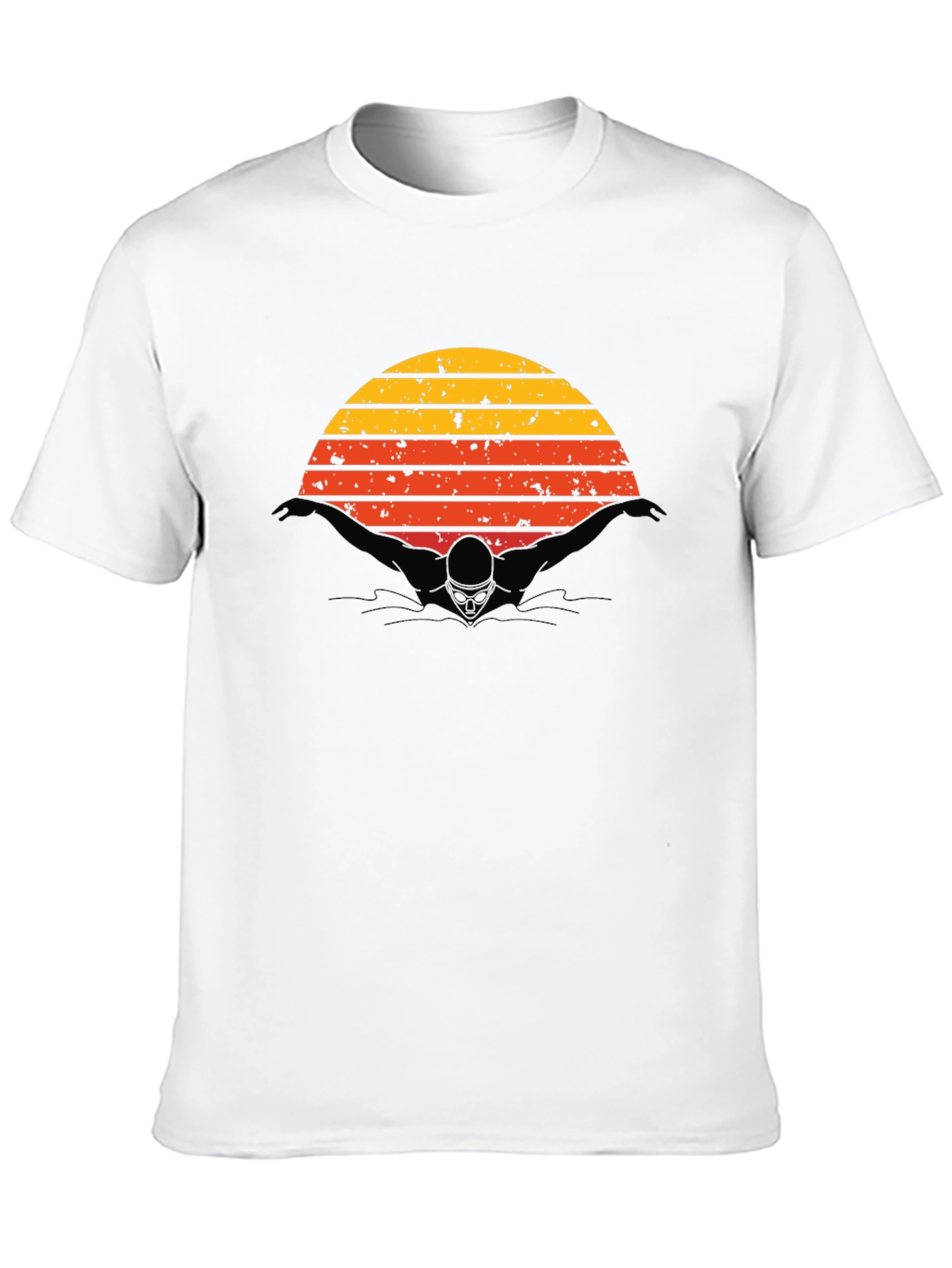 Black Vintage Sunset Swimmer Black T-Shirt view 10