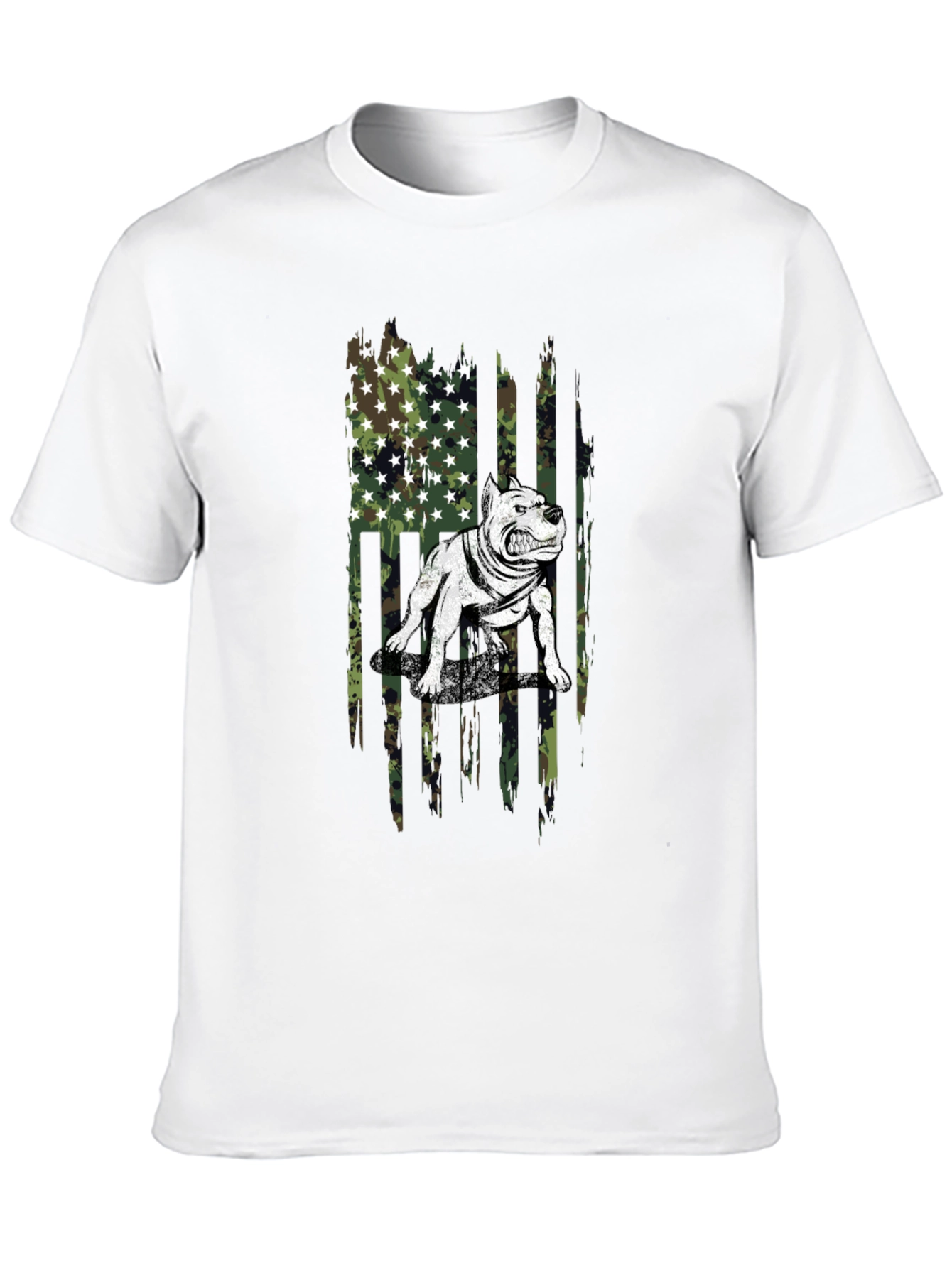 Black Pitbull Camo Flag Graphic T-Shirt view 10