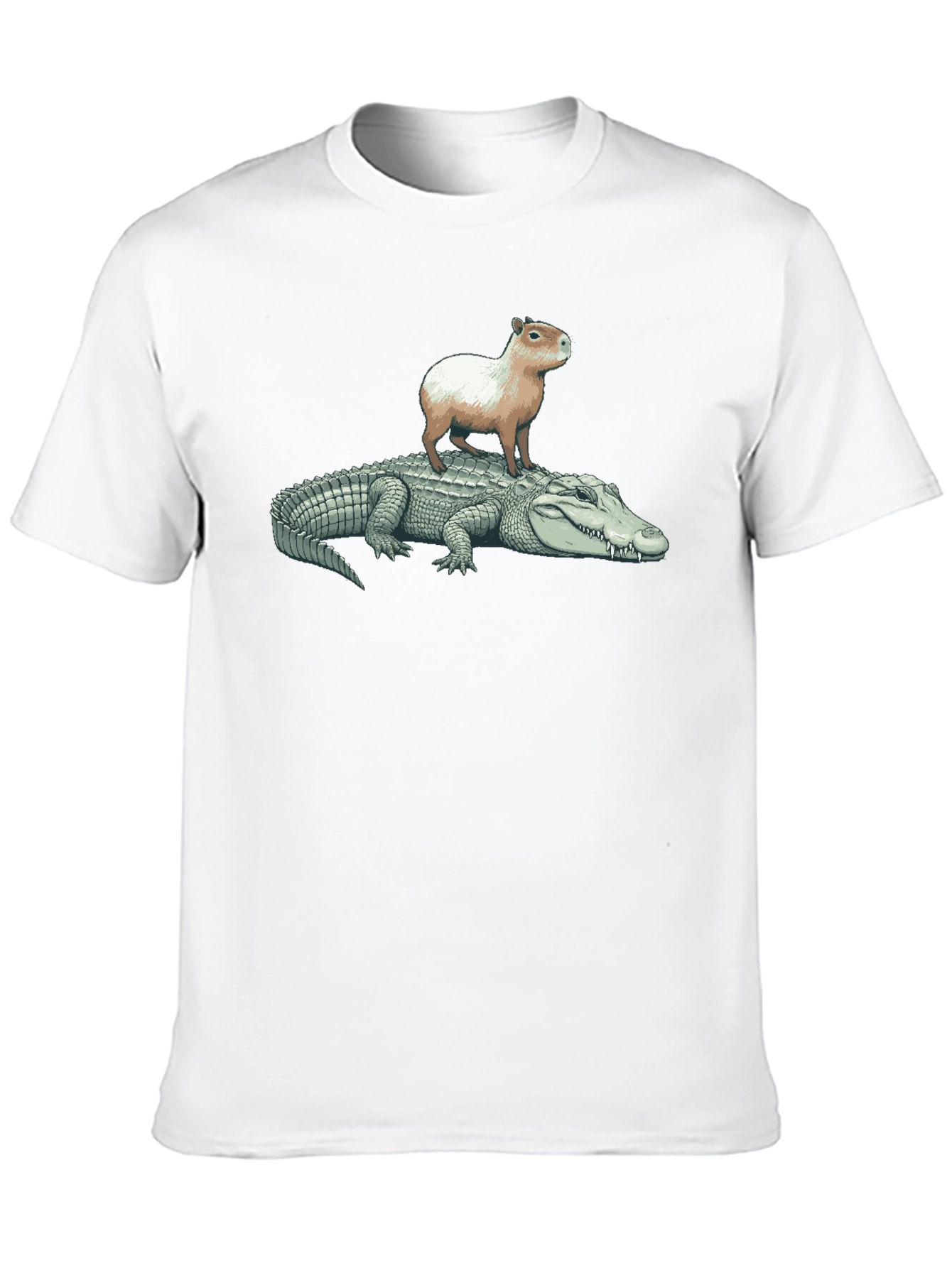 Black Capybara Riding Alligator T-Shirt view 10