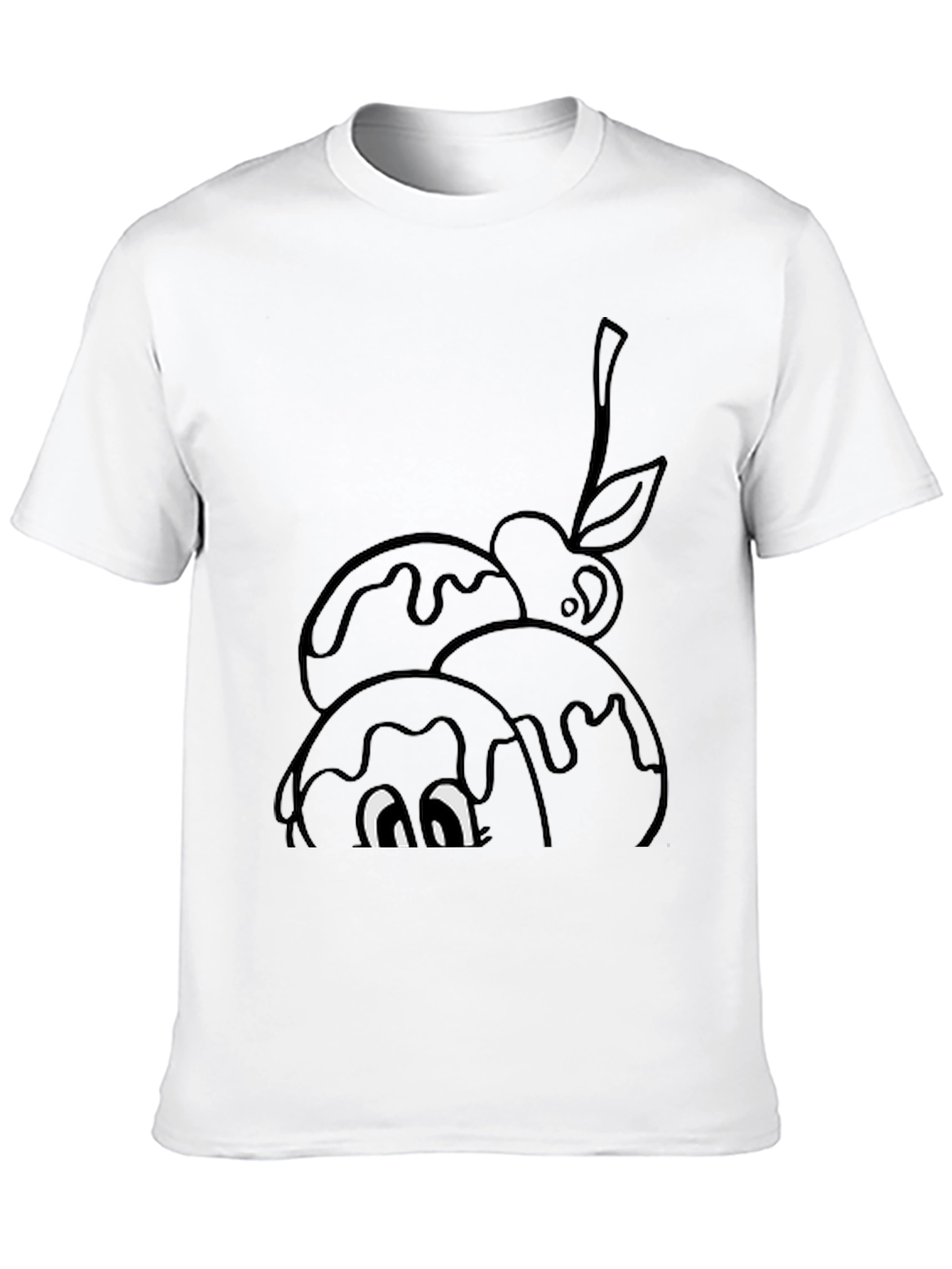 Black Whimsical Cartoon Ice Cream T-Shirt view 10