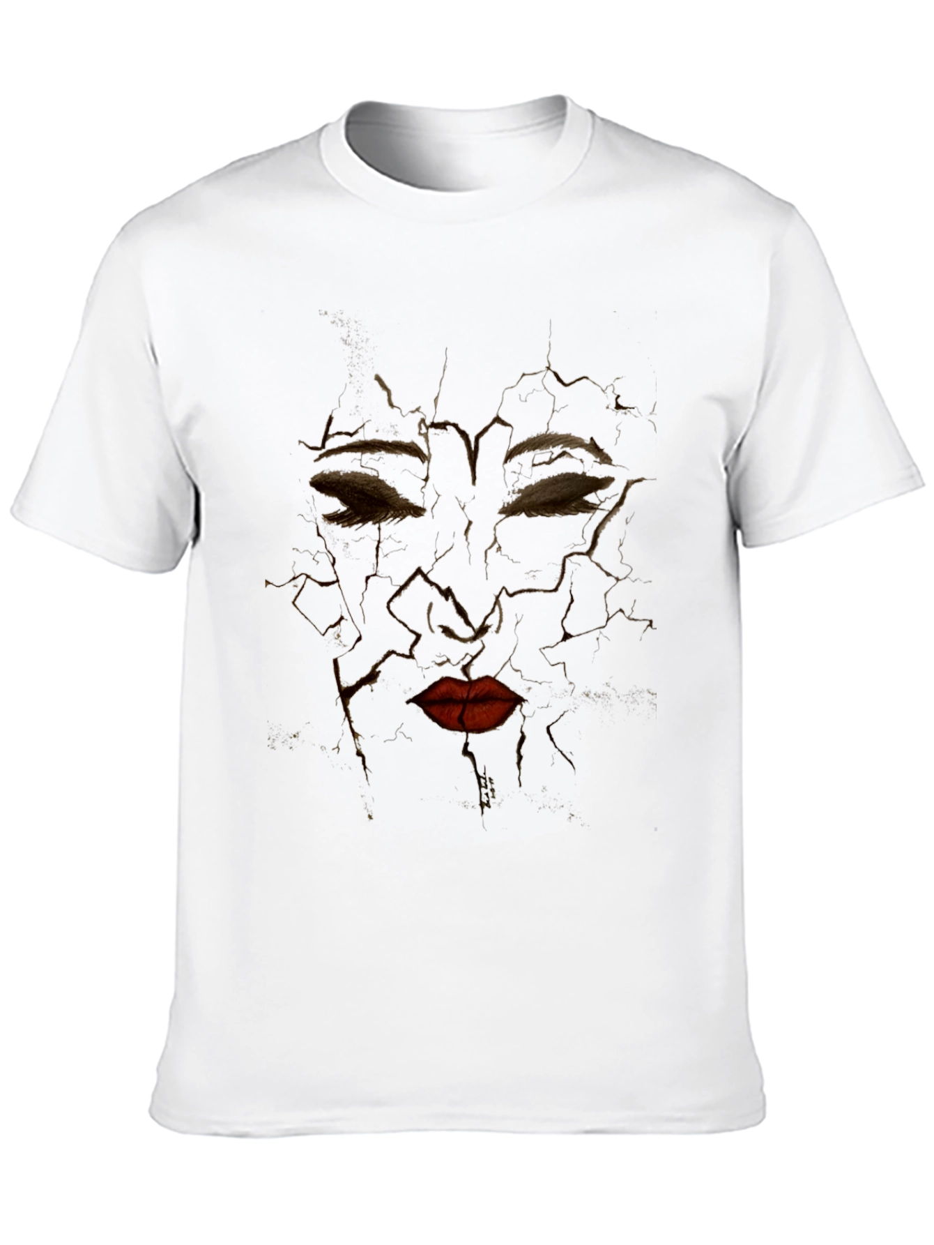 Black Abstract Cracked Face Graphic Tee - Unique Design view 10