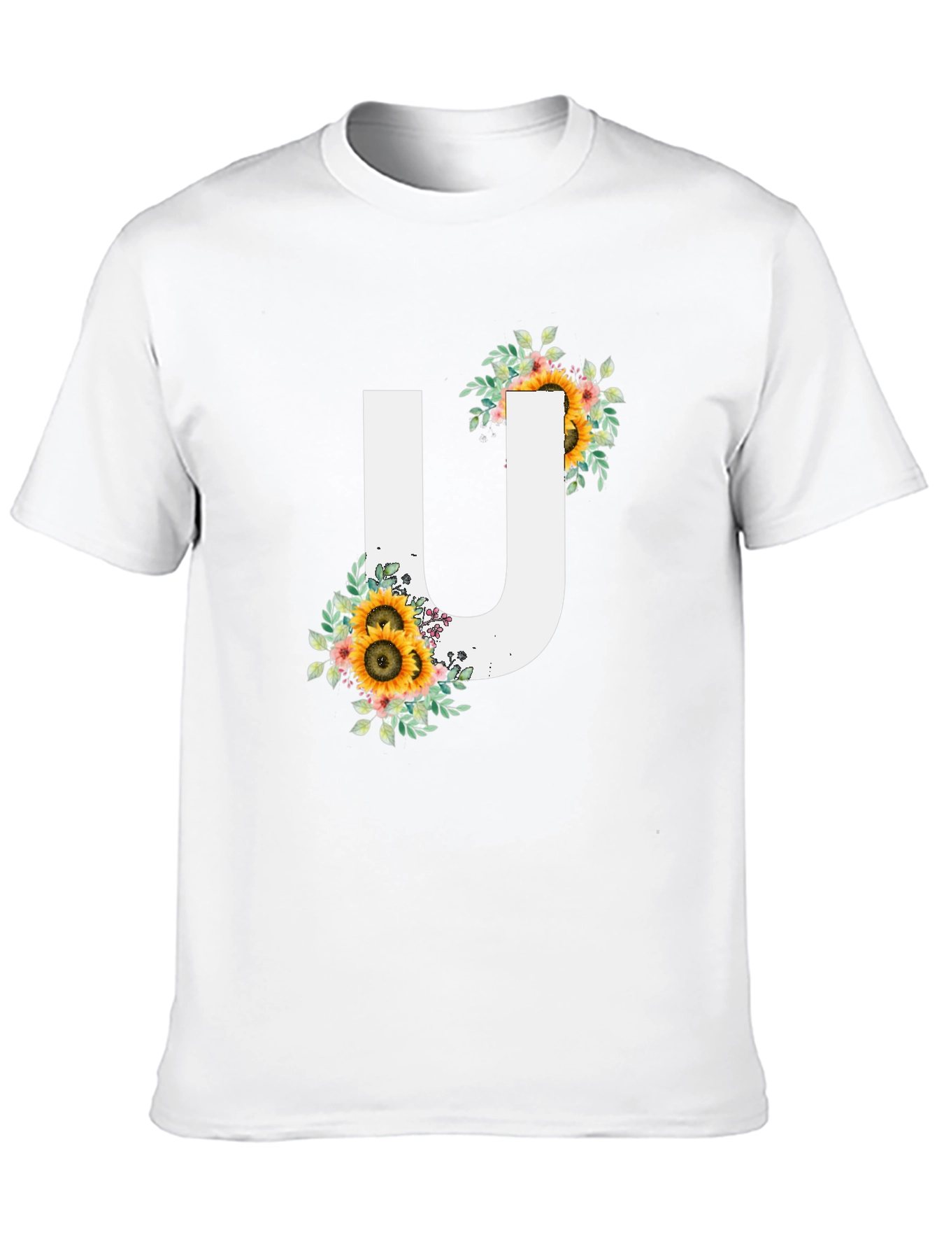 Black Sunflower Letter U Graphic Tee view 10