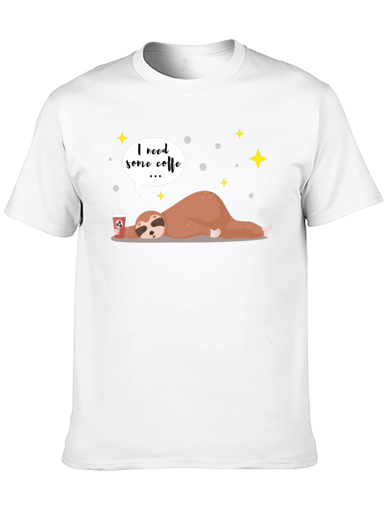 Black I Need Coffee Sloth Graphic T-Shirt view 10