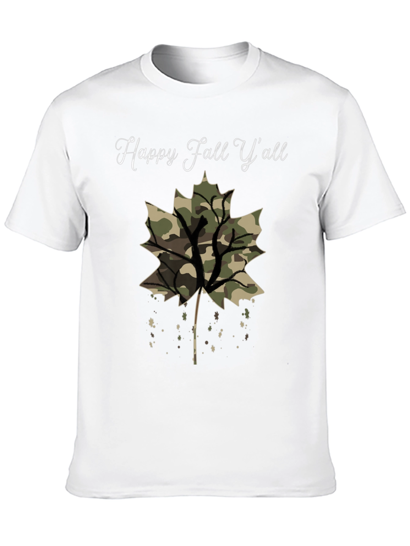Black Happy Fall Y'all Camo Leaf T-Shirt view 10
