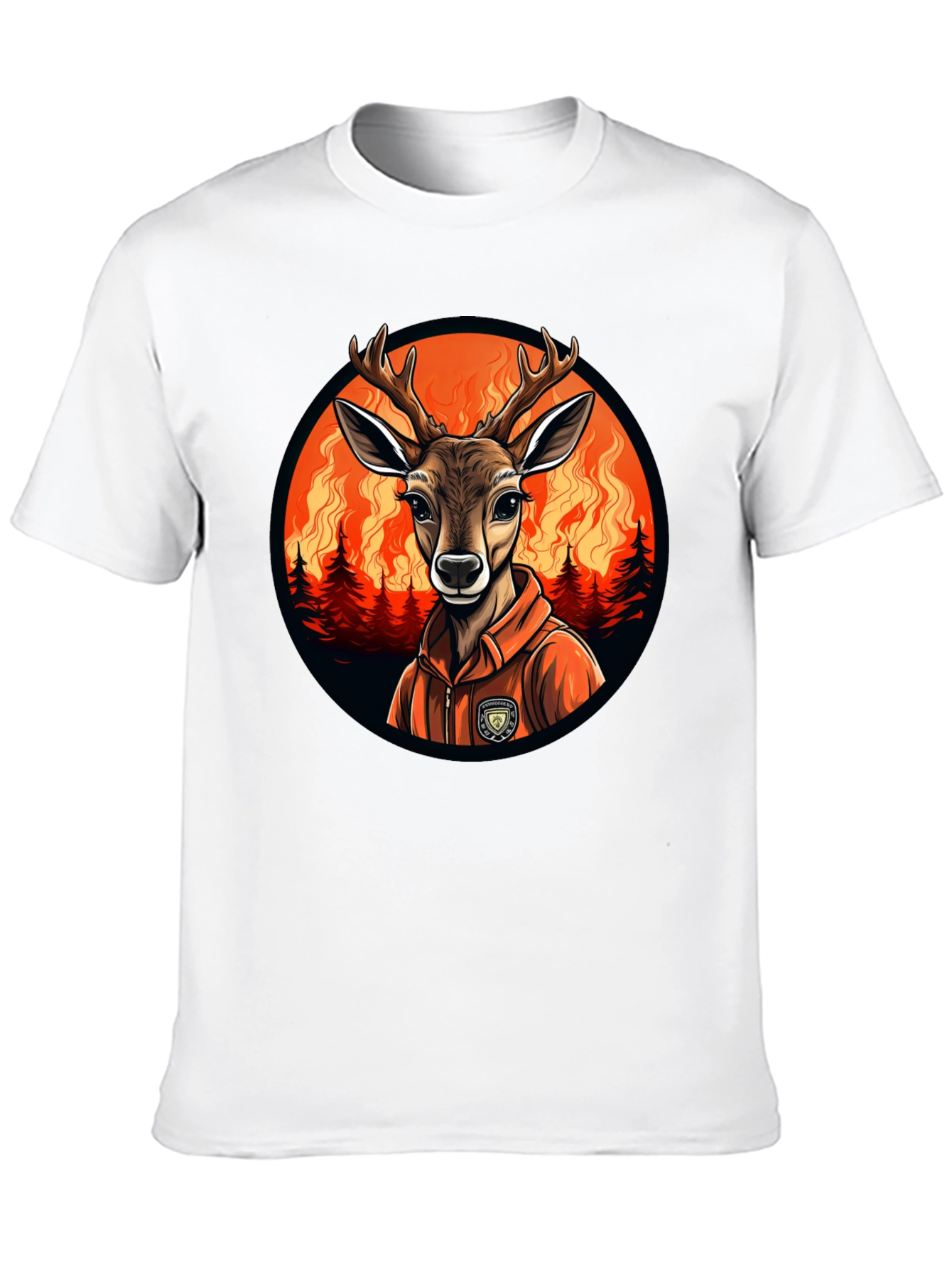 Black Deer Wildfire T-Shirt - Unique Graphic Tee view 10