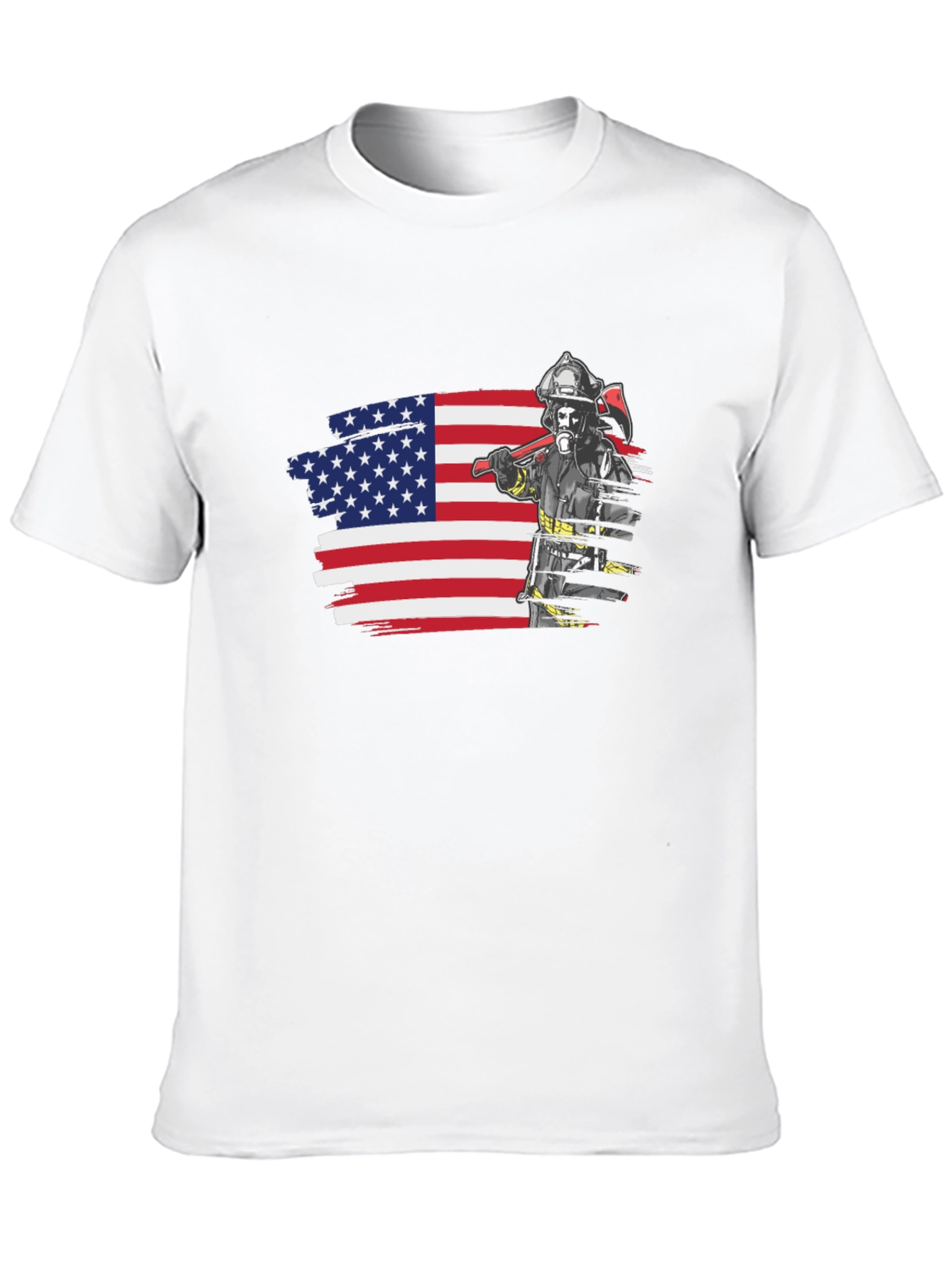 Black Firefighter USA Flag Graphic Tee view 10