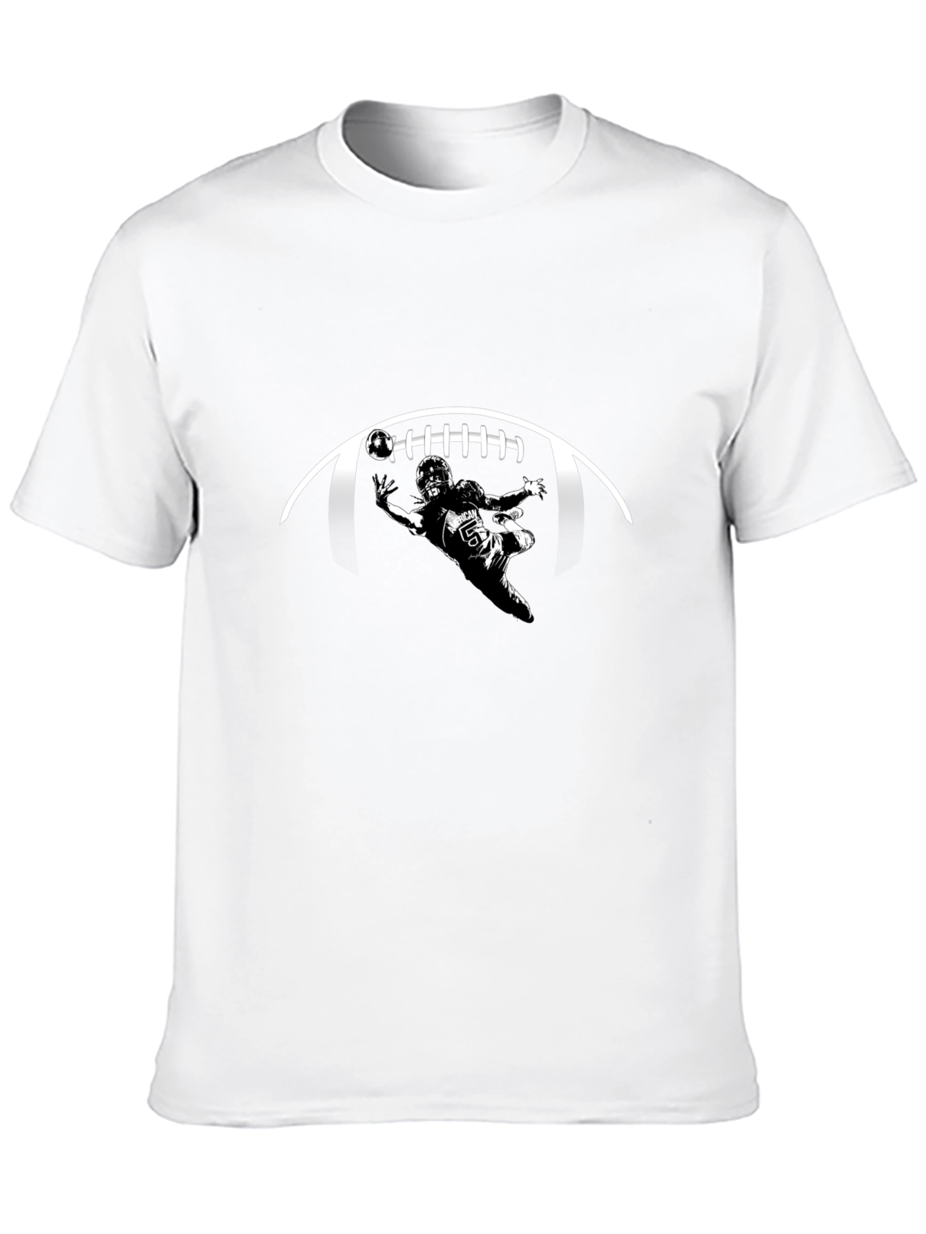 Black Football Player Graphic Print Black T-Shirt view 10