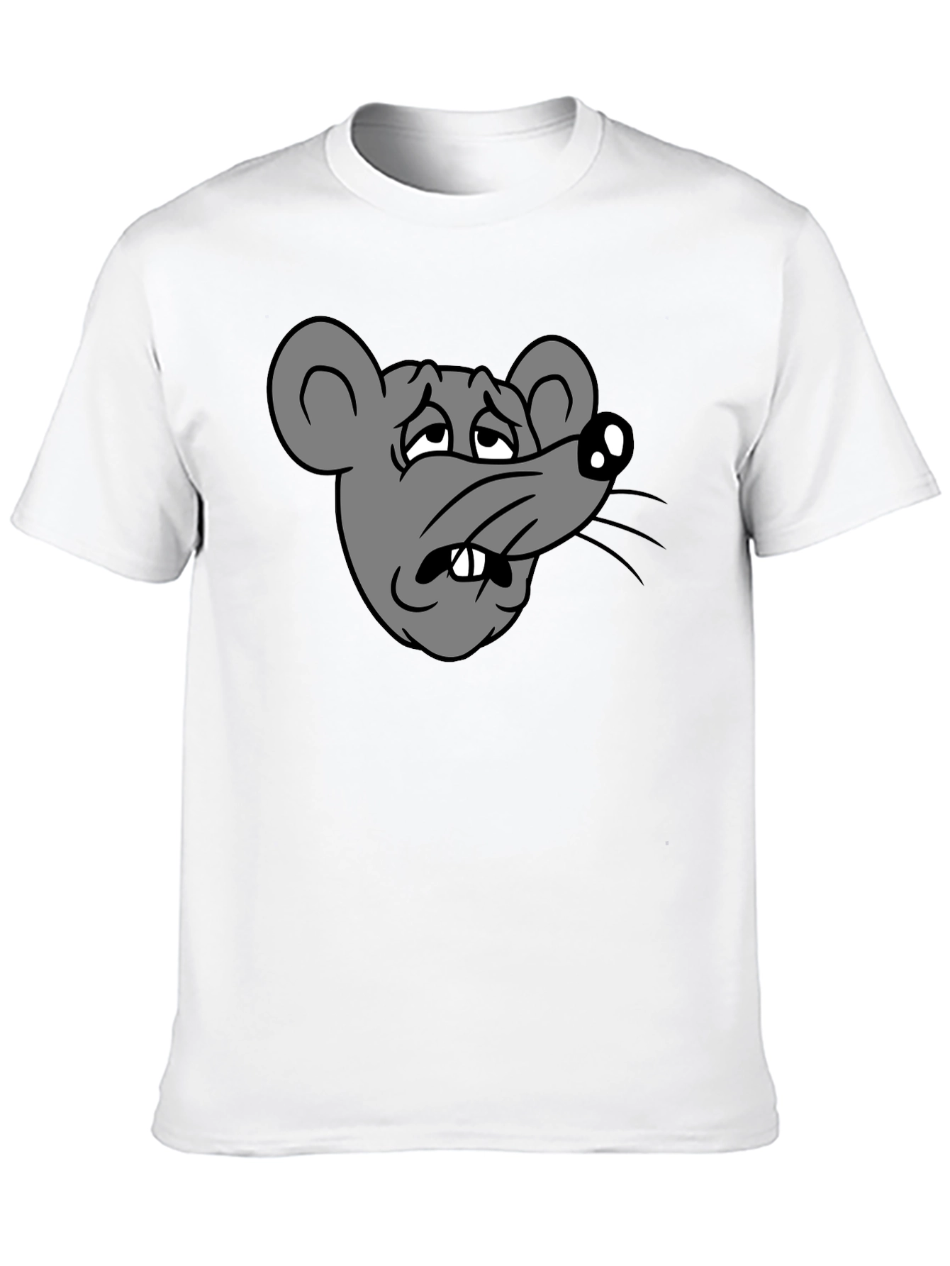 Black Funny Sad Rat Cartoon Graphic Black T-Shirt view 10