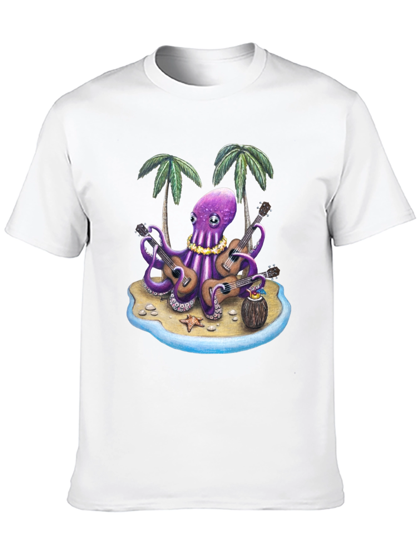 Black Musical Octopus Hawaiian T-Shirt view 10