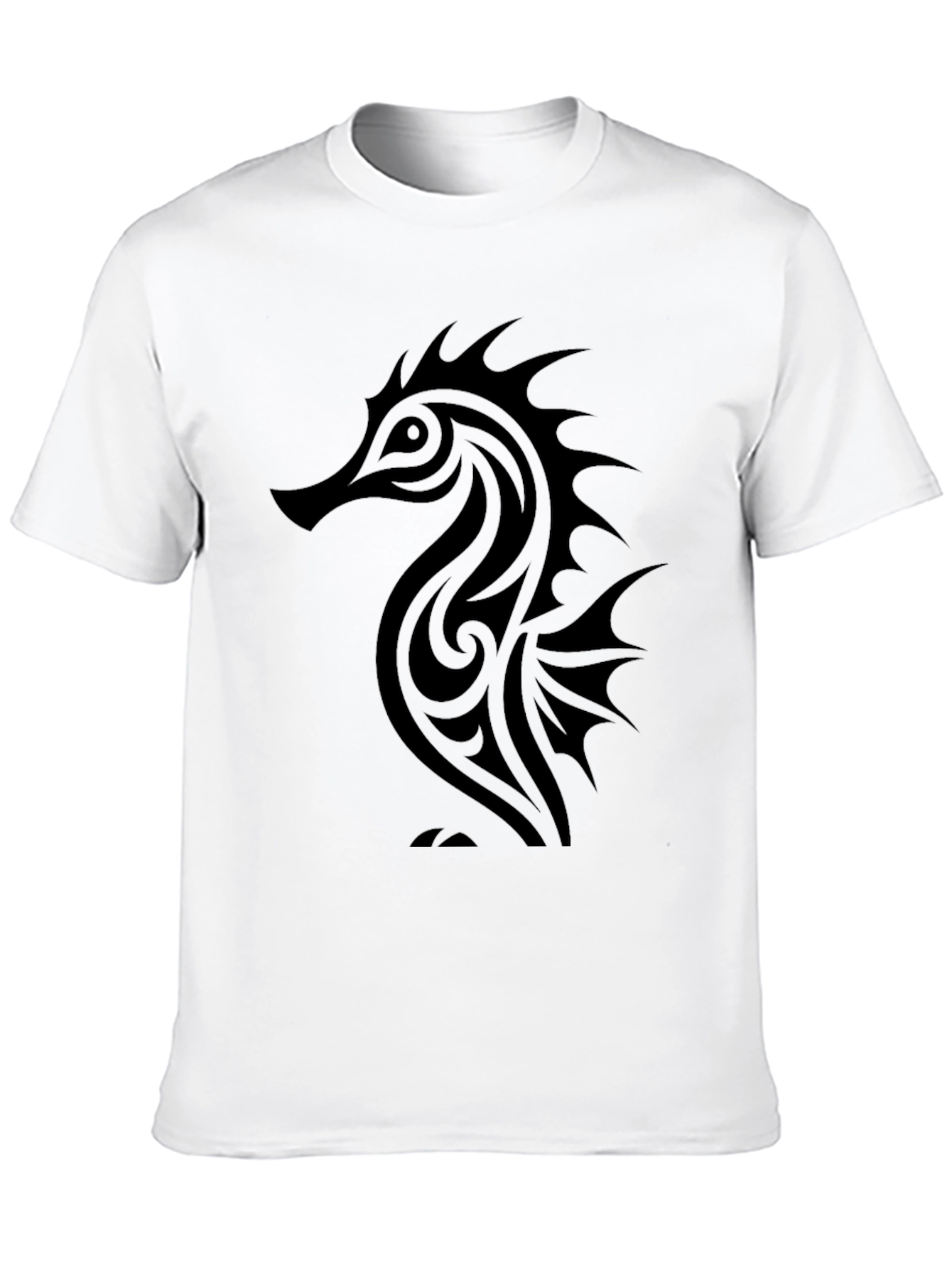 Black Men's Black Seahorse Graphic T-Shirt view 10