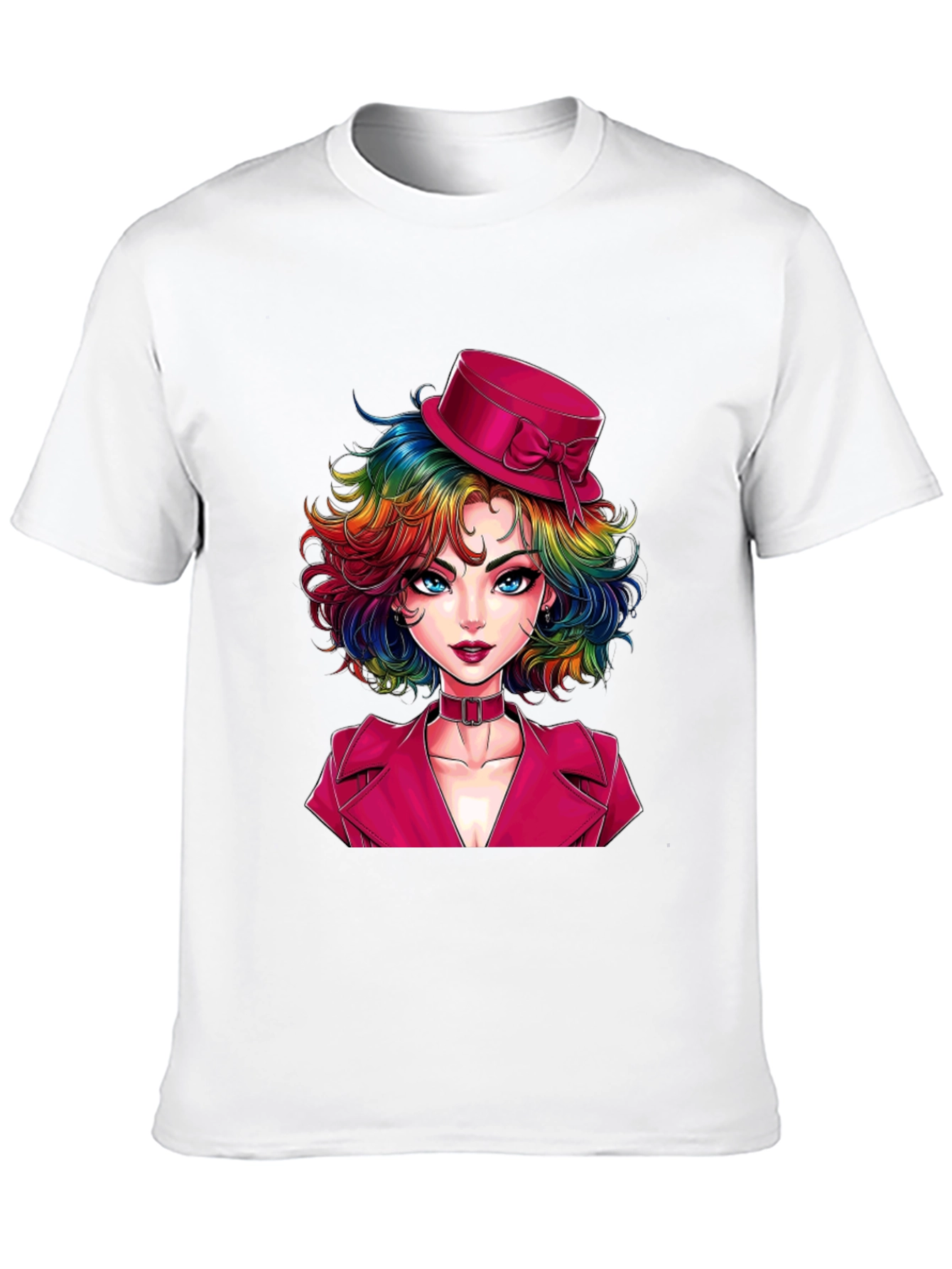 Black Rainbow Hair Girl T-Shirt view 10