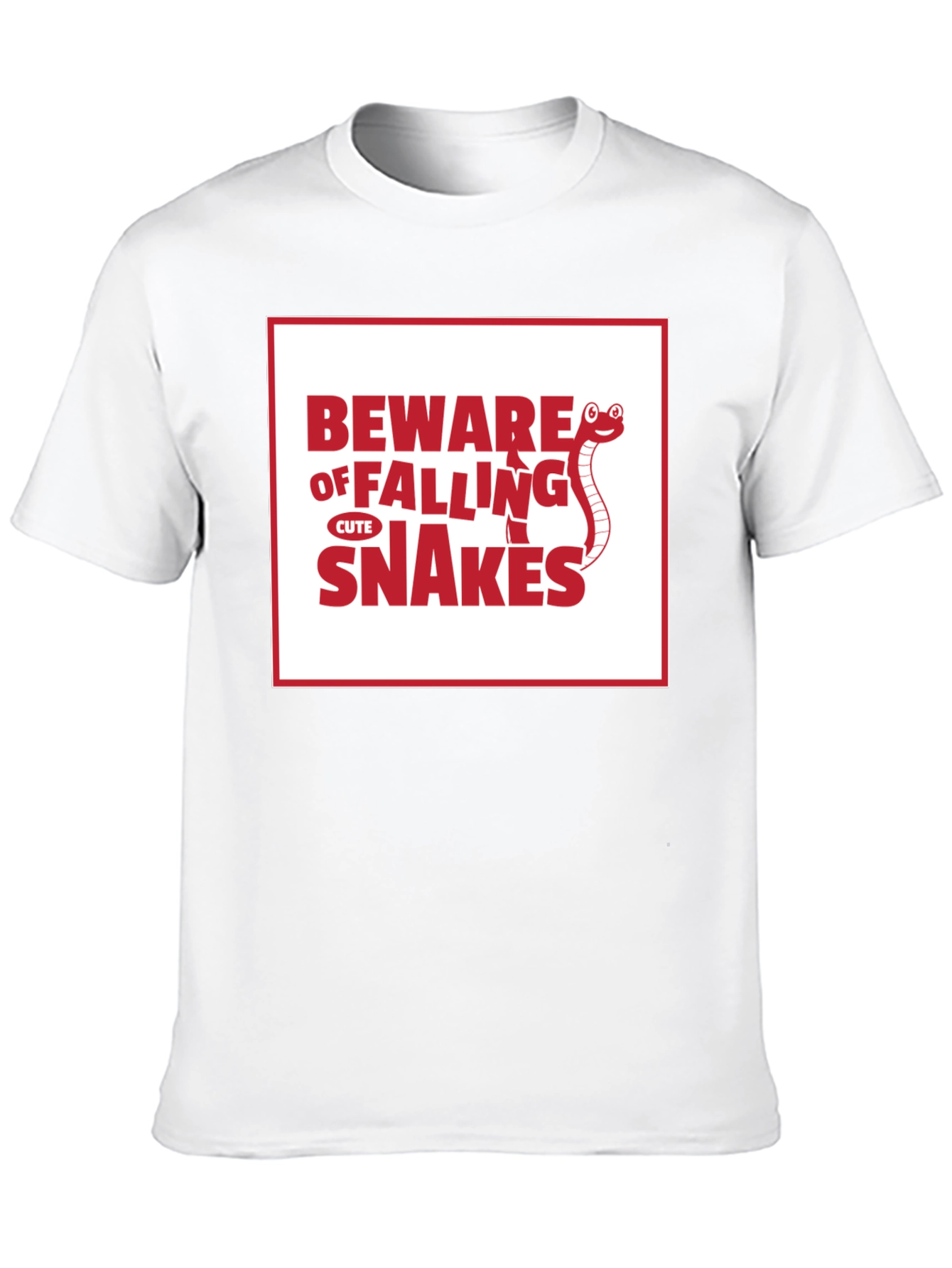 Black Beware of Falling Cute Snakes Graphic T-Shirt view 10